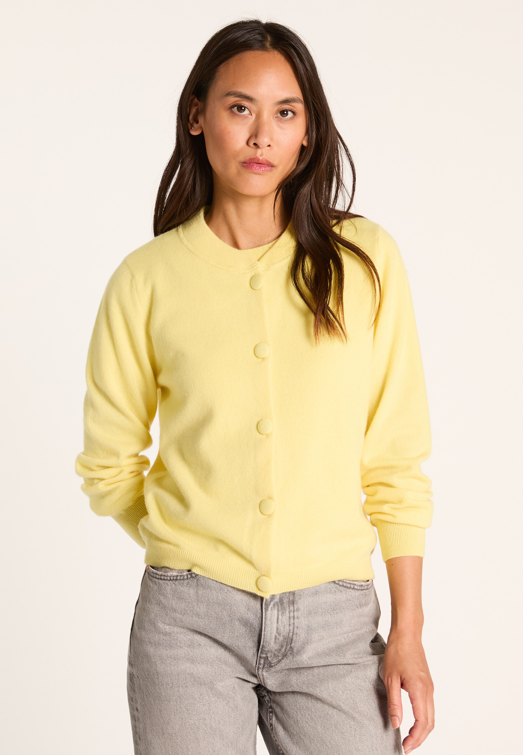 Buttoned cashmere cardigan MAISON MONTAGUT Yellow