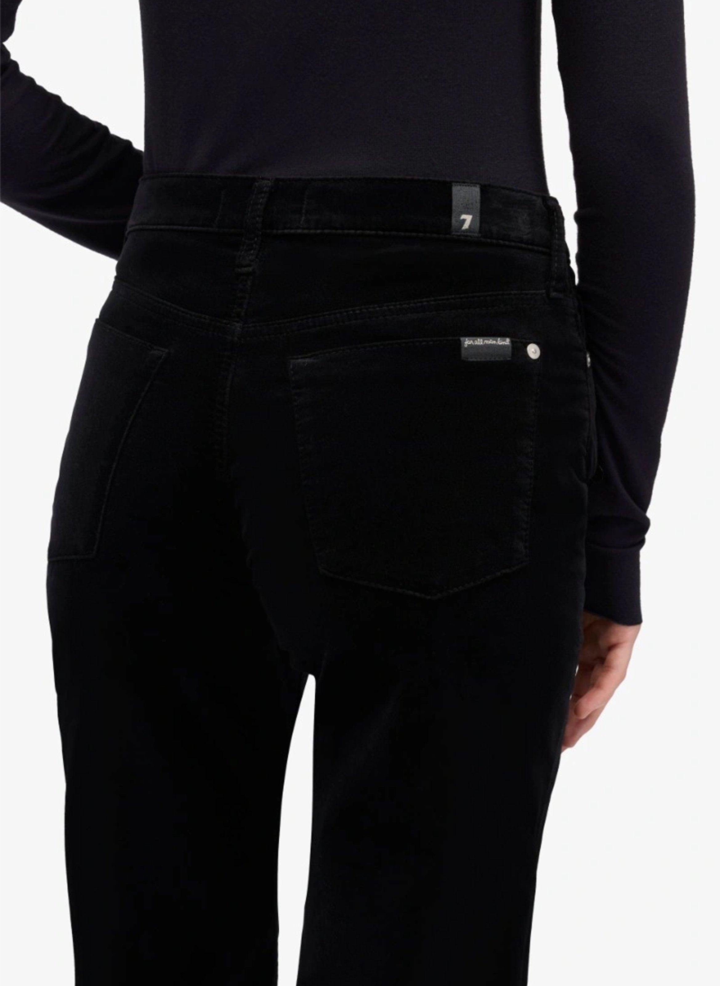 Broek met wijde pijpen in effen katoenmix 7 FOR ALL MANKIND Zwart