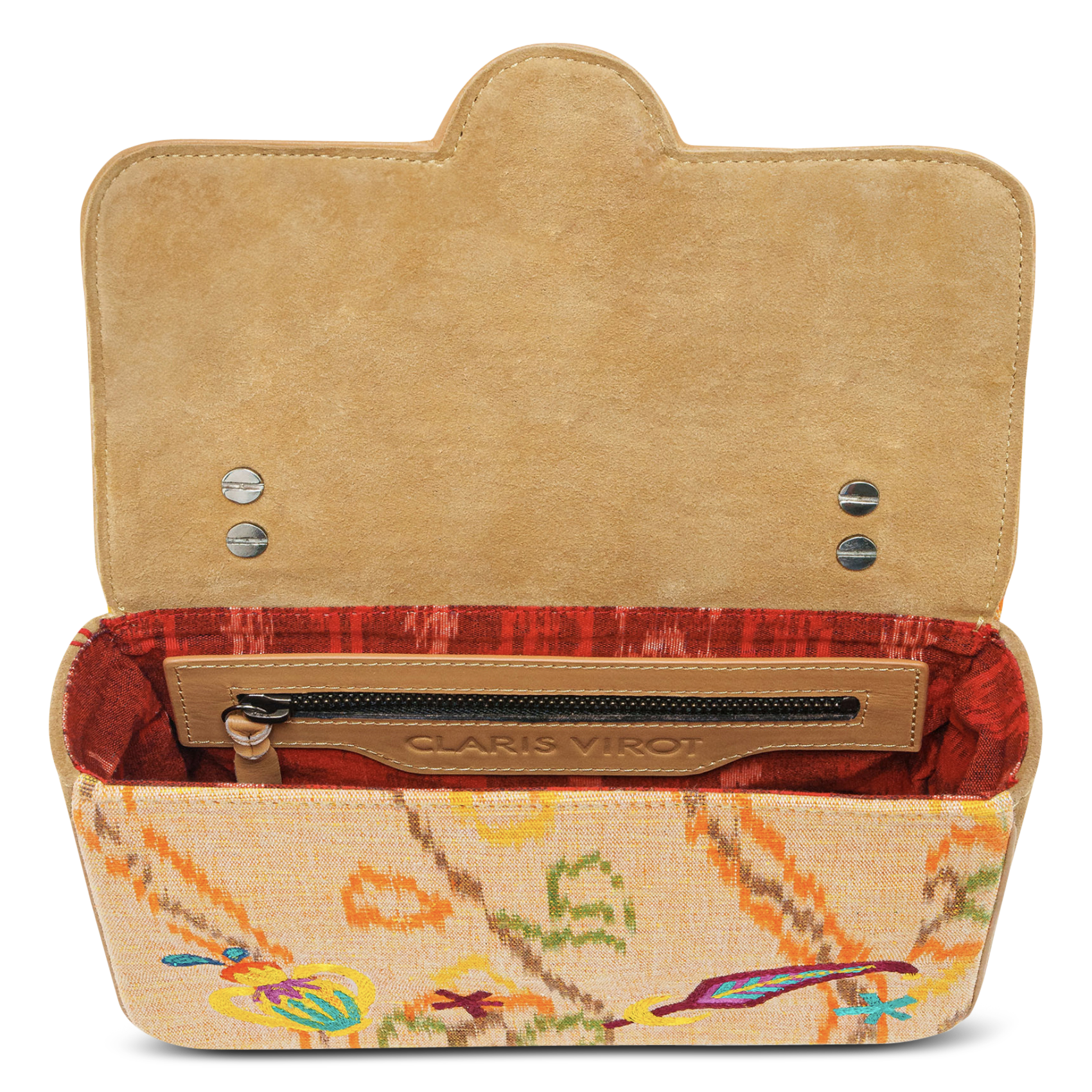 Sac bandoulière tissé à broderies CLARIS VIROT Multicolore