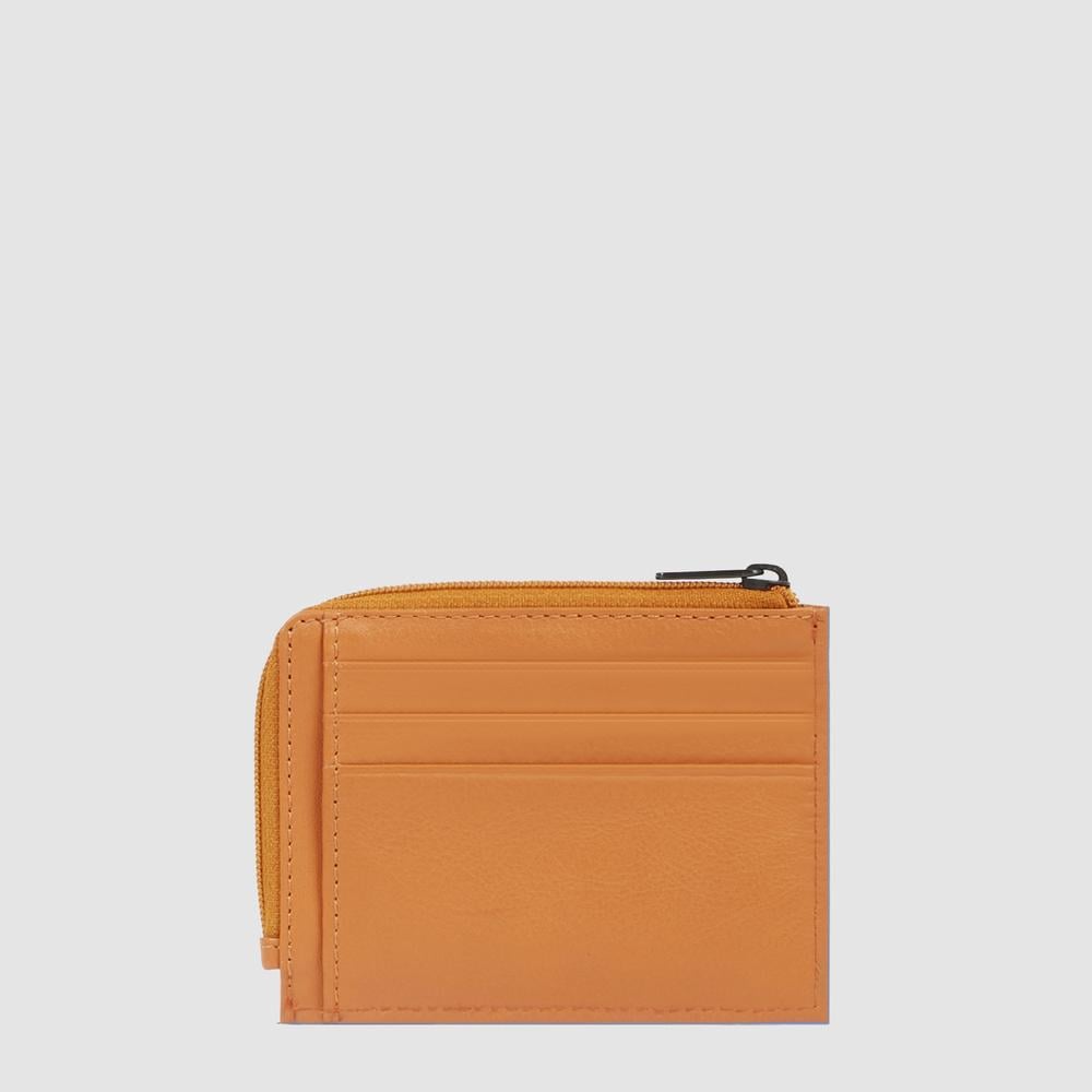 Zippered wallet with credit card slots, document holder, and RFID protection PIQUADRO Orange