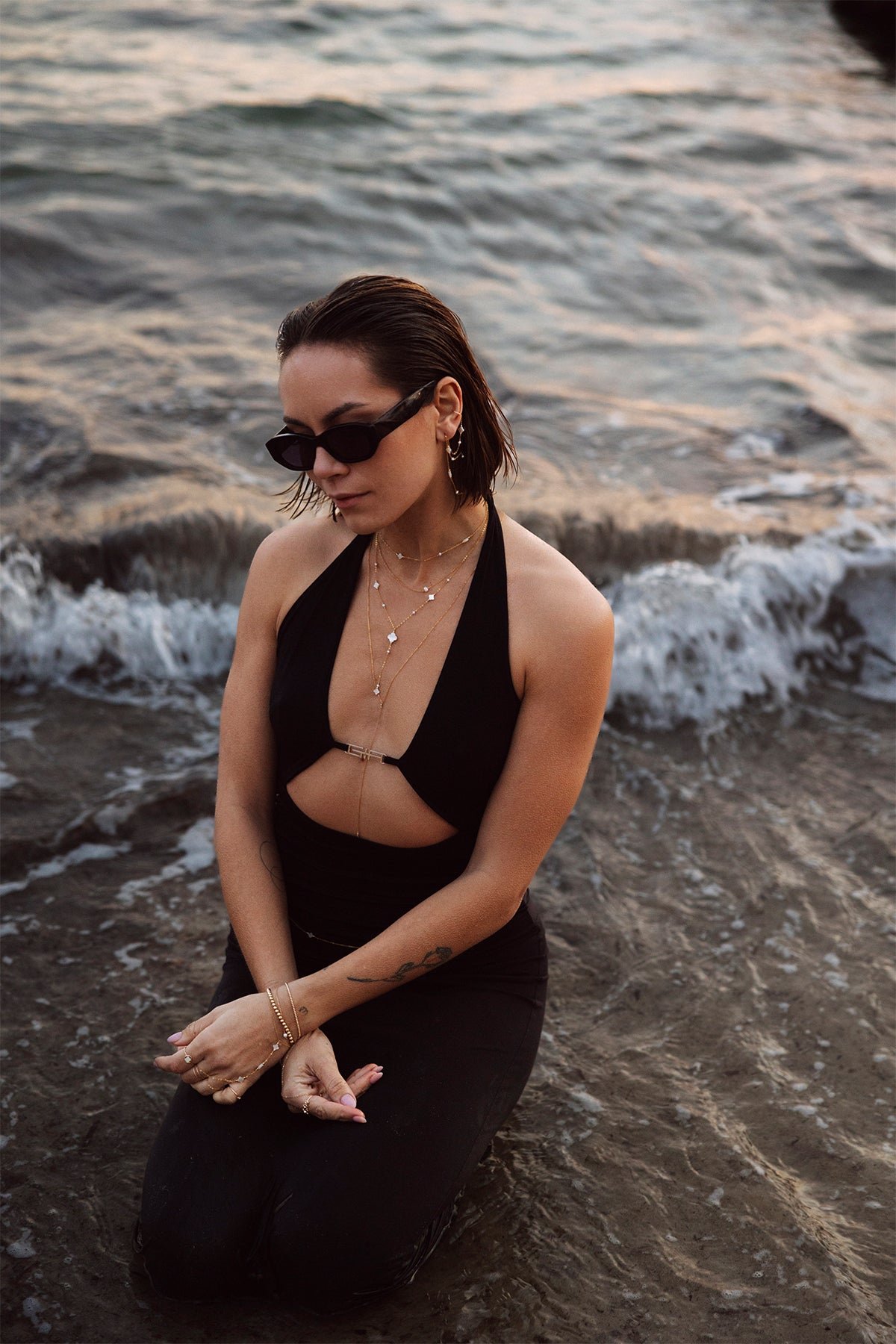 Long tie necklace - mother-of-pearl YAY Golden