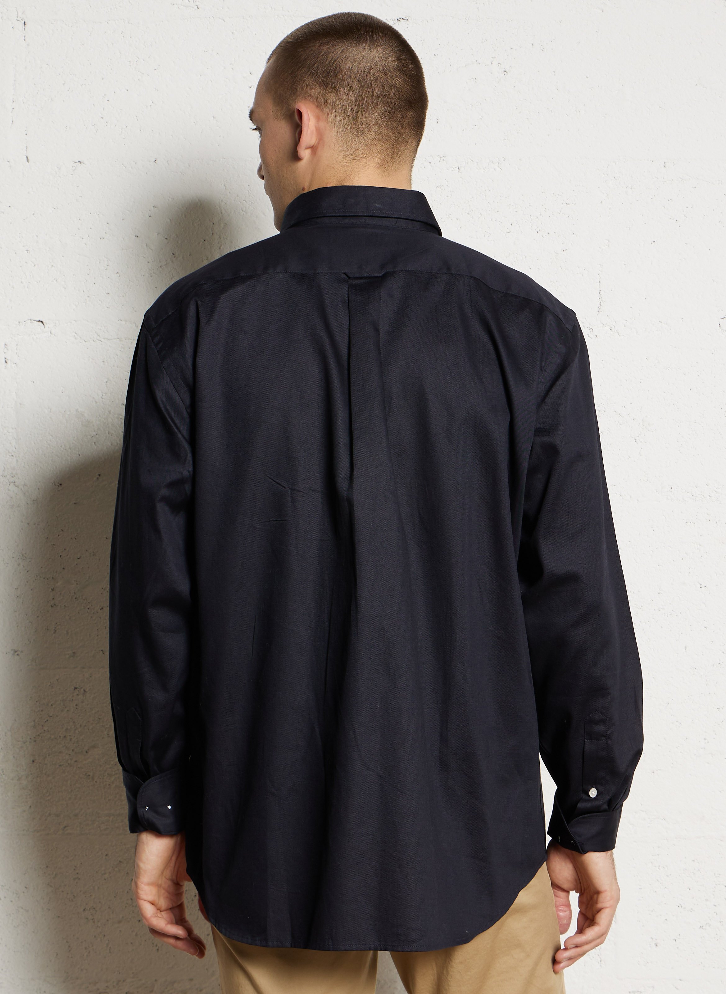 Solid straight button-up shirt EDEN PARK Blue