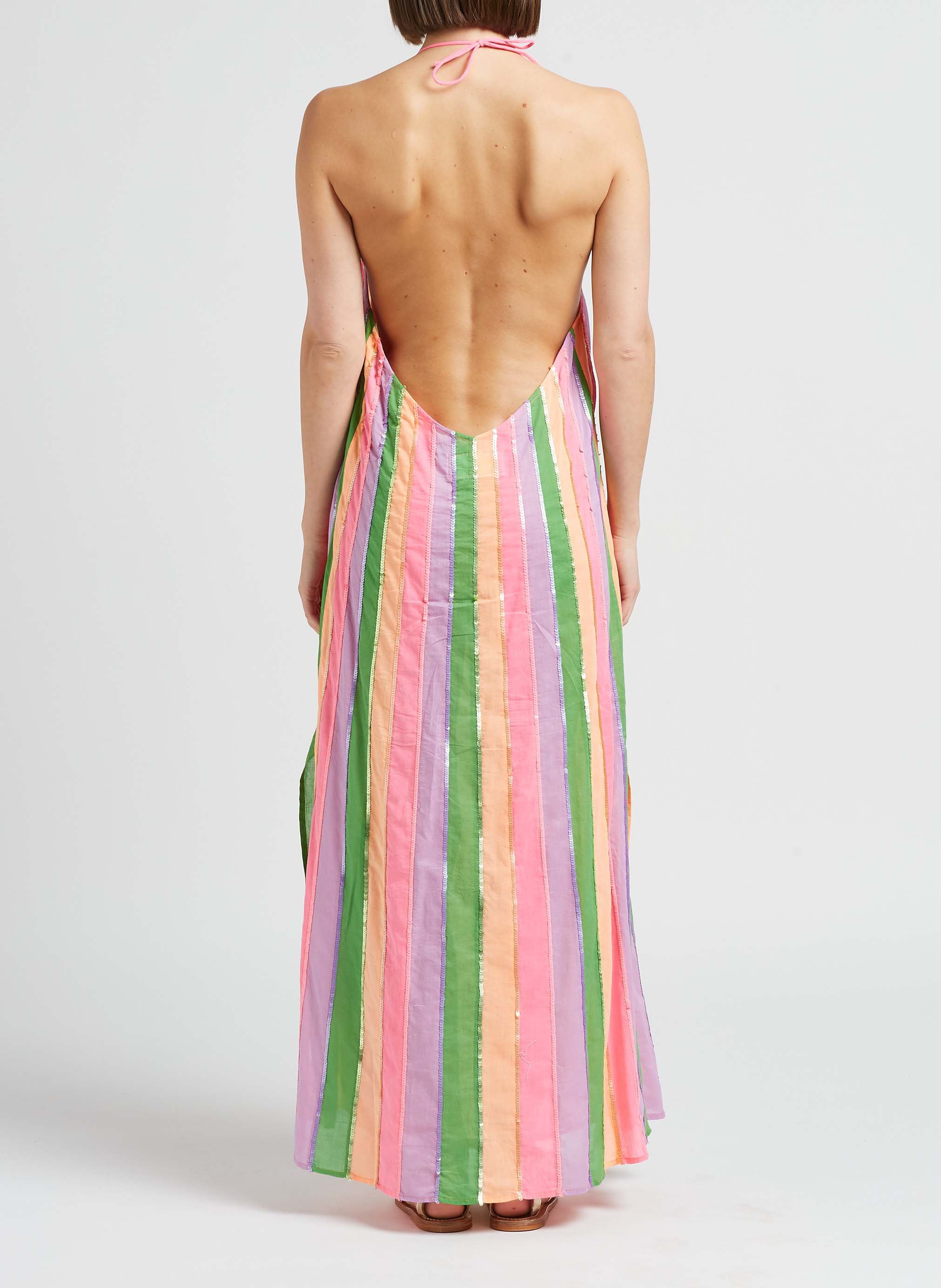Halflange, gestreepte jurk van katoen met ronde hals SUNDRESS Veelkleurig
