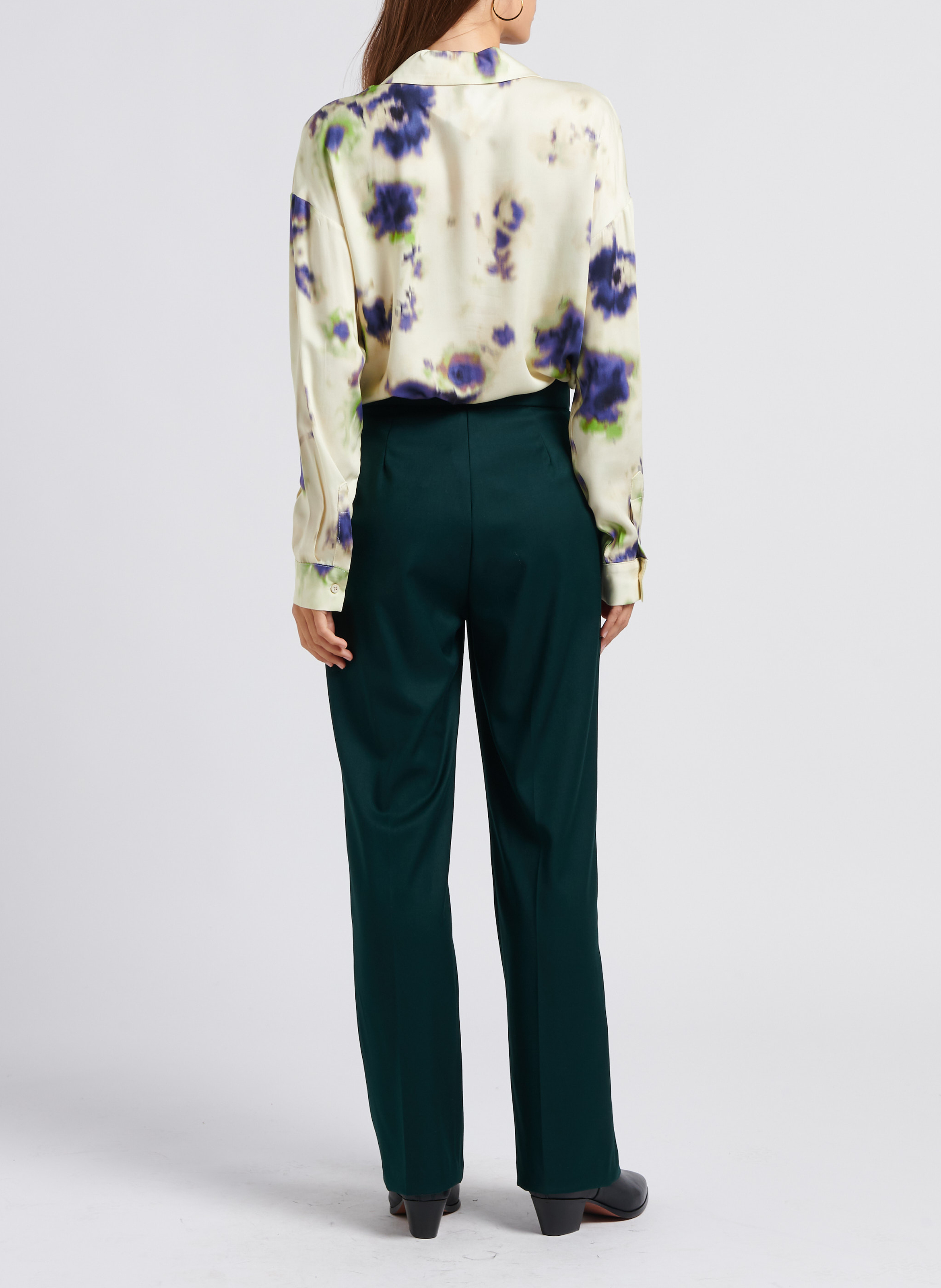 Straight-leg high-waisted tailored trousers IMPERIAL Green