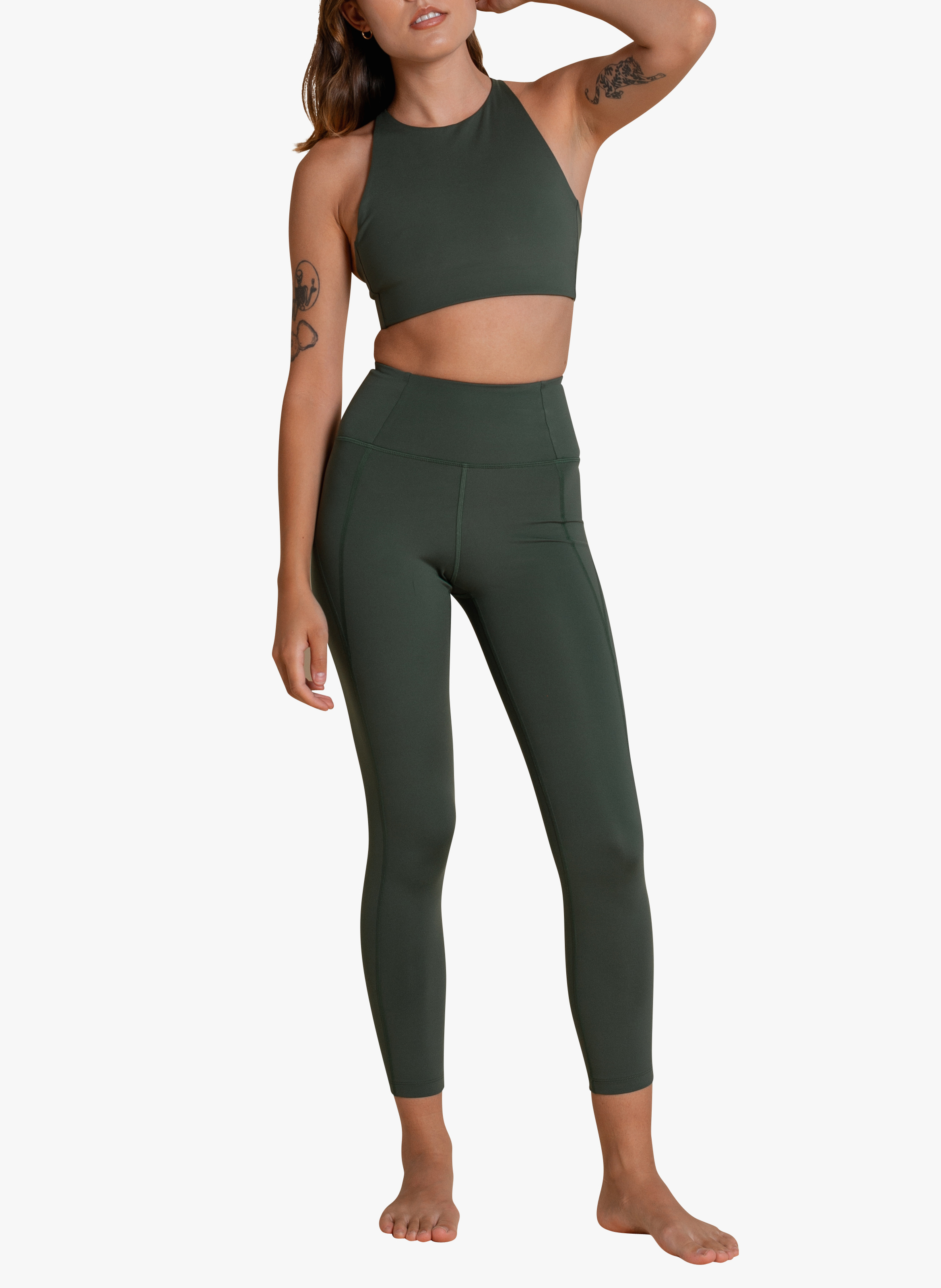 Leggings sportivi a compressione graduata GIRLFRIEND COLLECTIVE Kaki