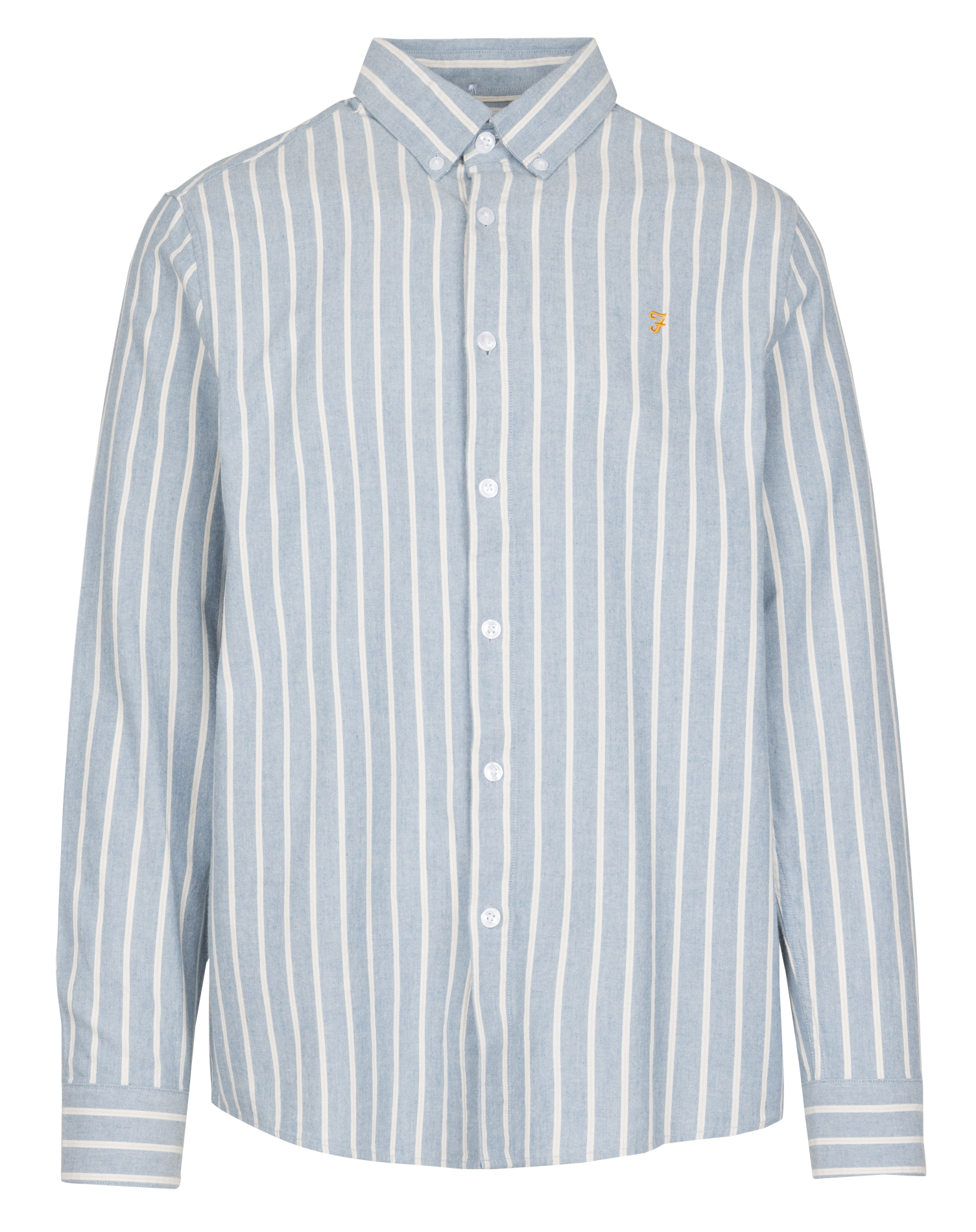 Regular-fit overhemd met Amerikaanse kraag in biologisch katoen met strepen FARAH Blauw
