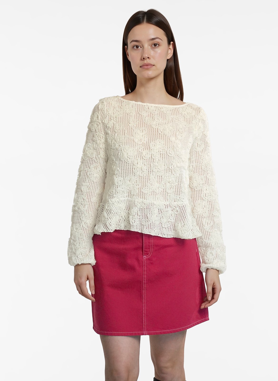 Cotton-mix midi skirt VILA Red