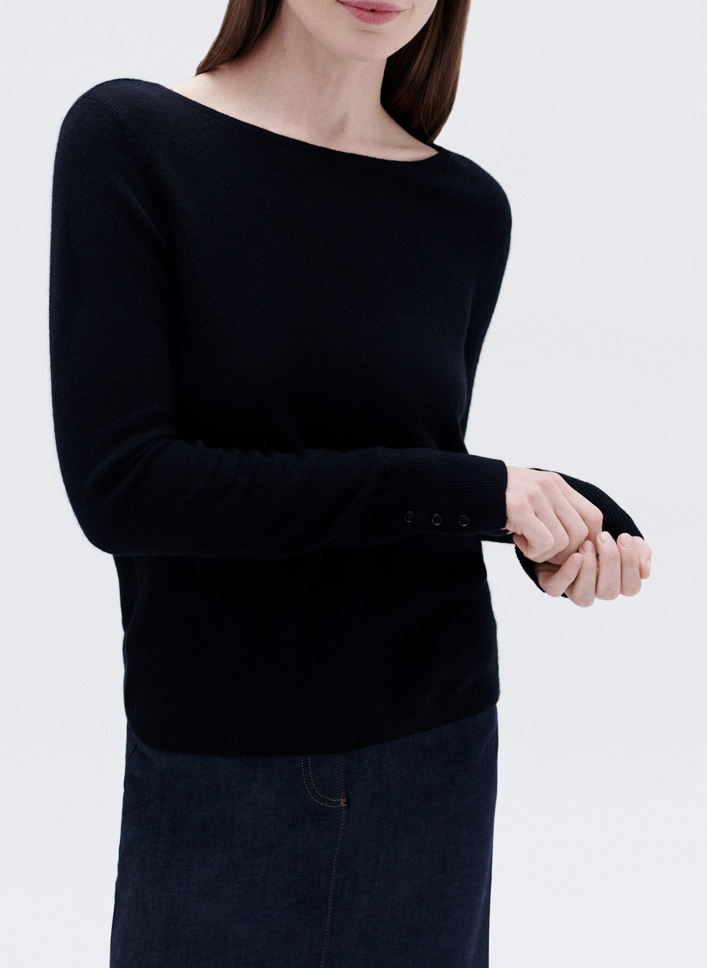 Pull en cachemire col bateau CAROLL Noir