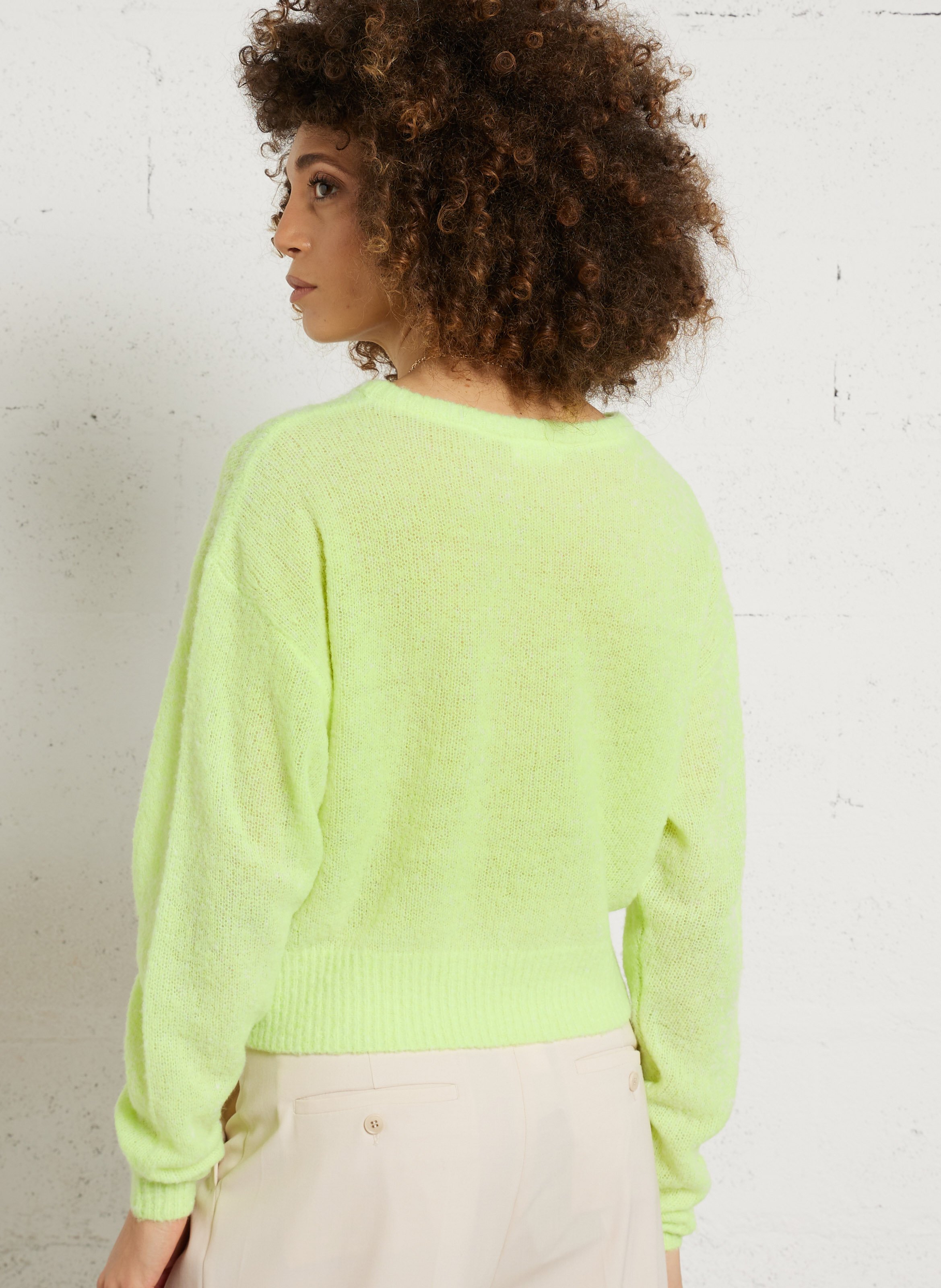 Pull oversize col rond en laine mélangée AMERICAN VINTAGE Jaune