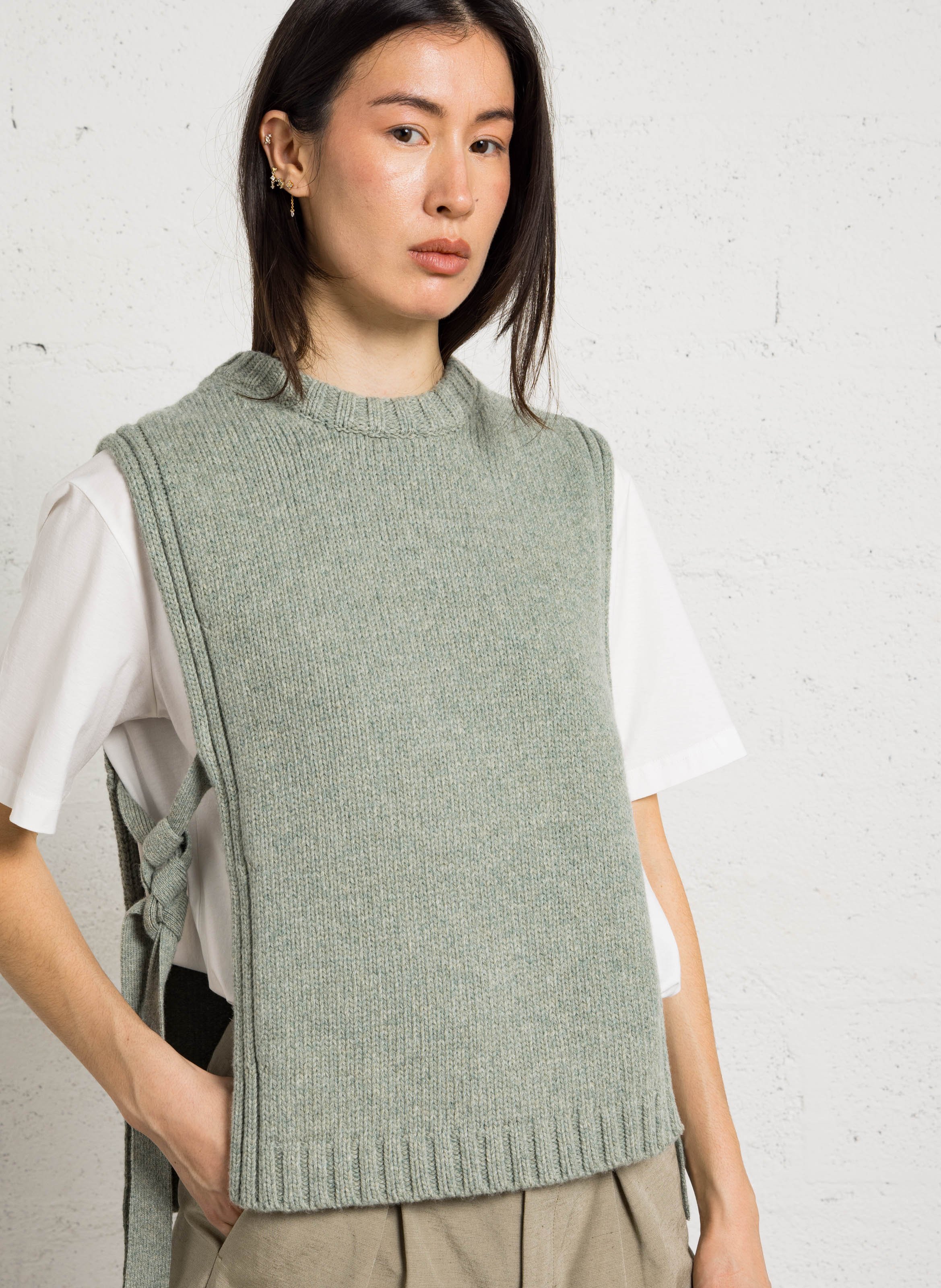 Plastron col rond en laine SOEUR Bleu