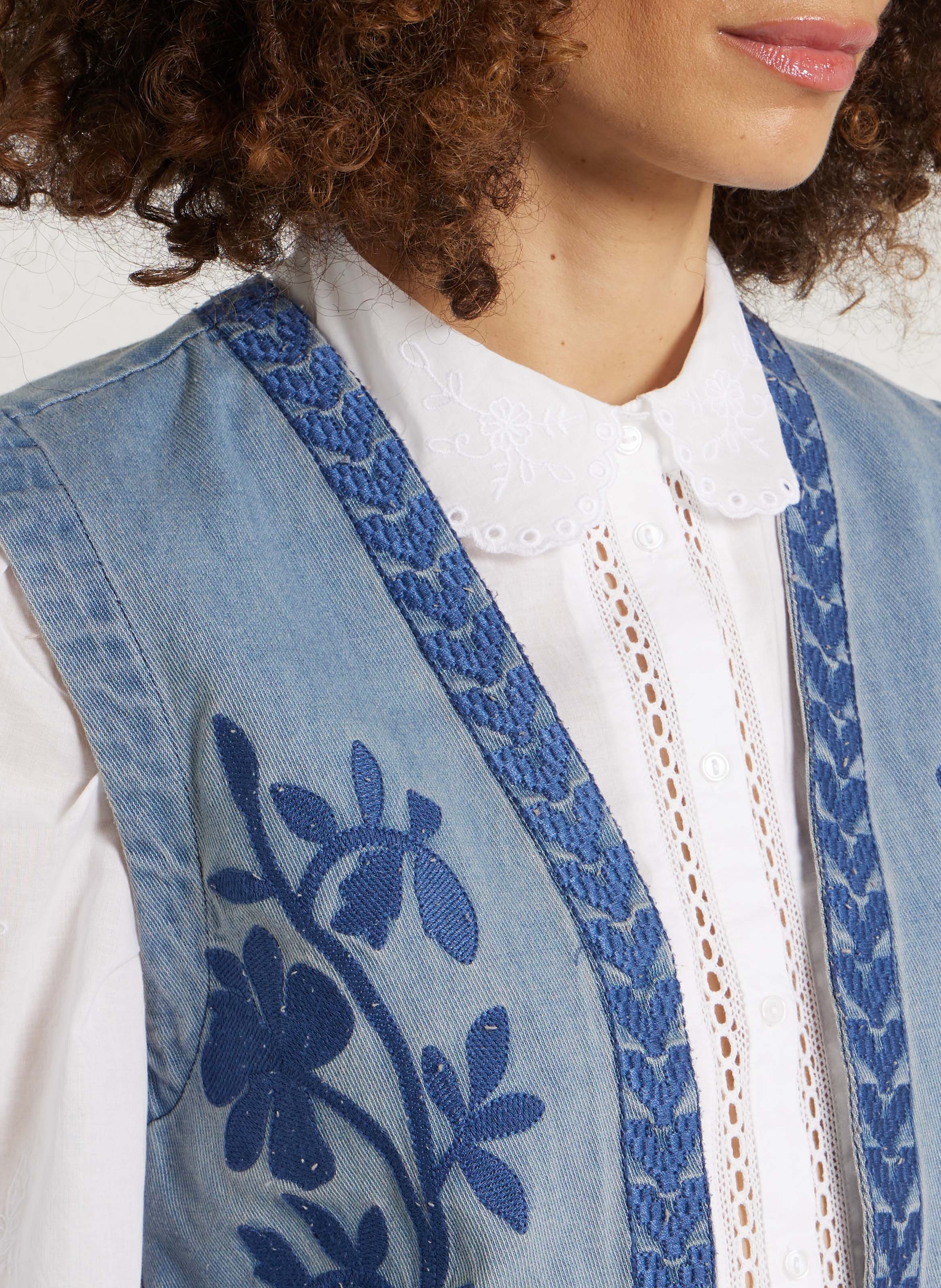 Straight-cut cotton V-neck cardigan THE KORNER Blue