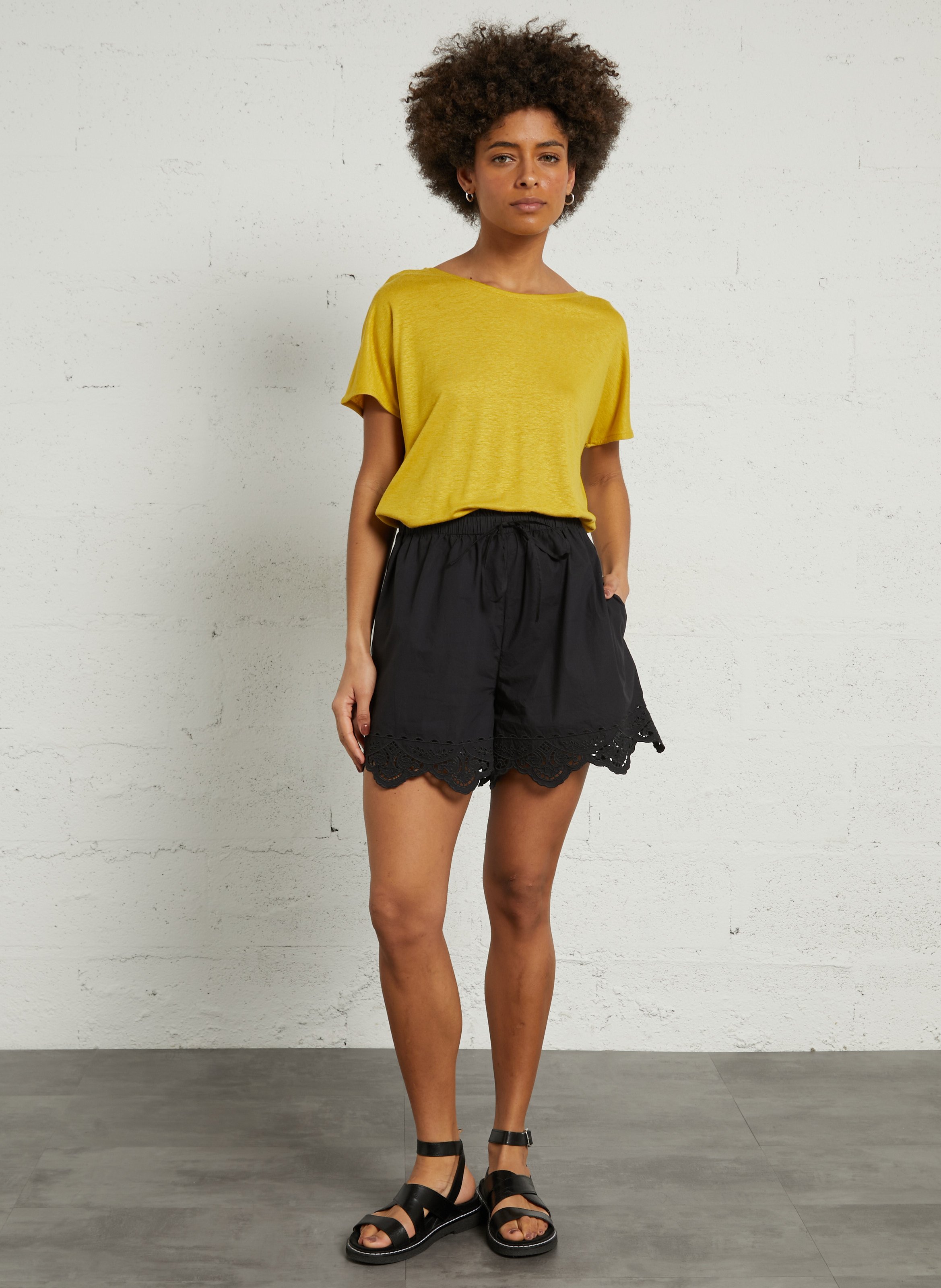 Tee-shirt manche courtes fluide uni NICE THINGS Jaune