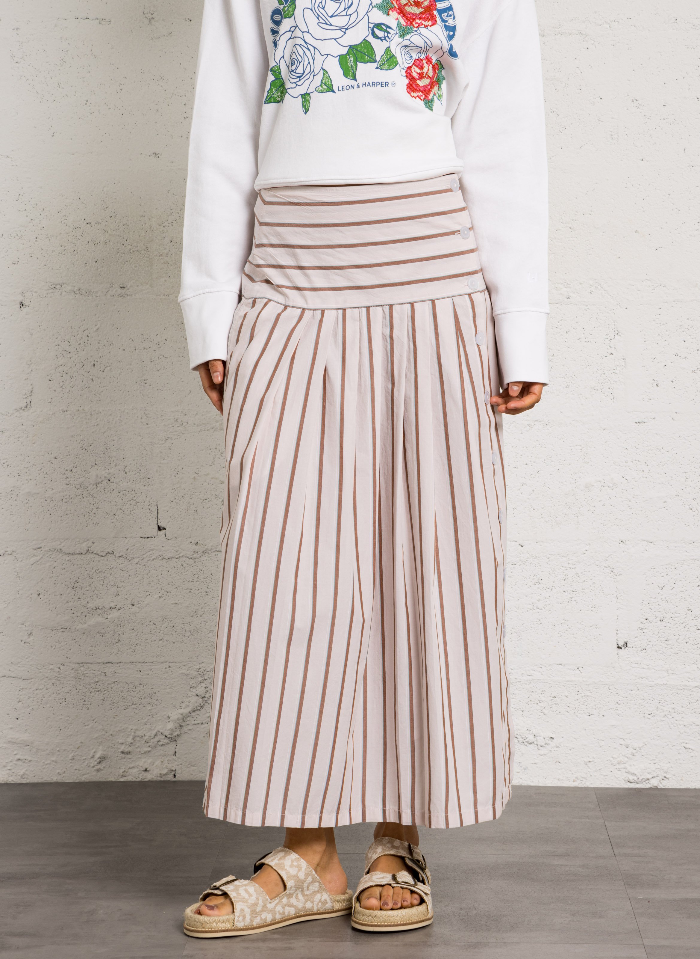Flared Striped Organic Cotton Skirt LEON & HARPER