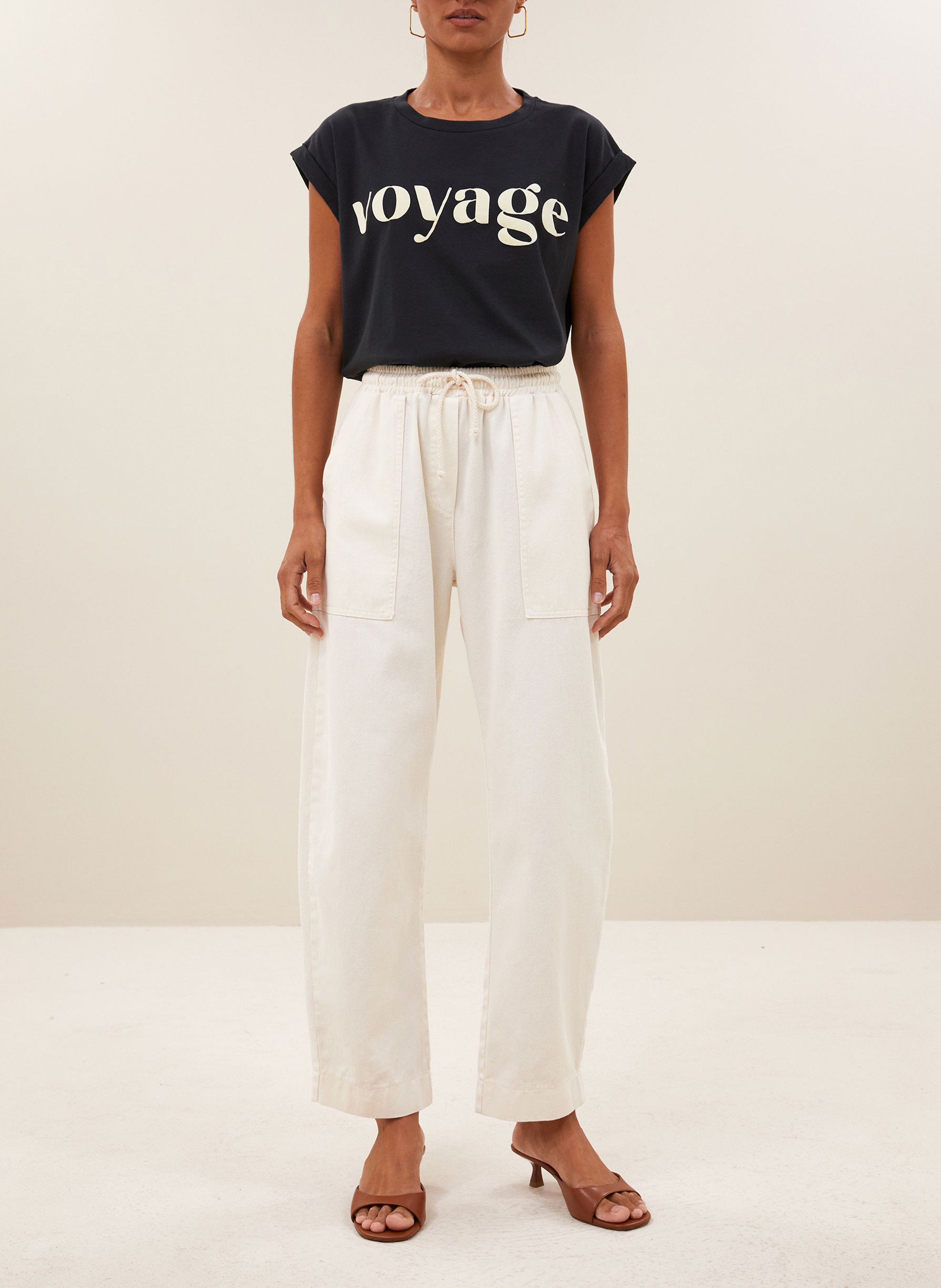 Katoenen straight fit pantalon BY BAR Wit