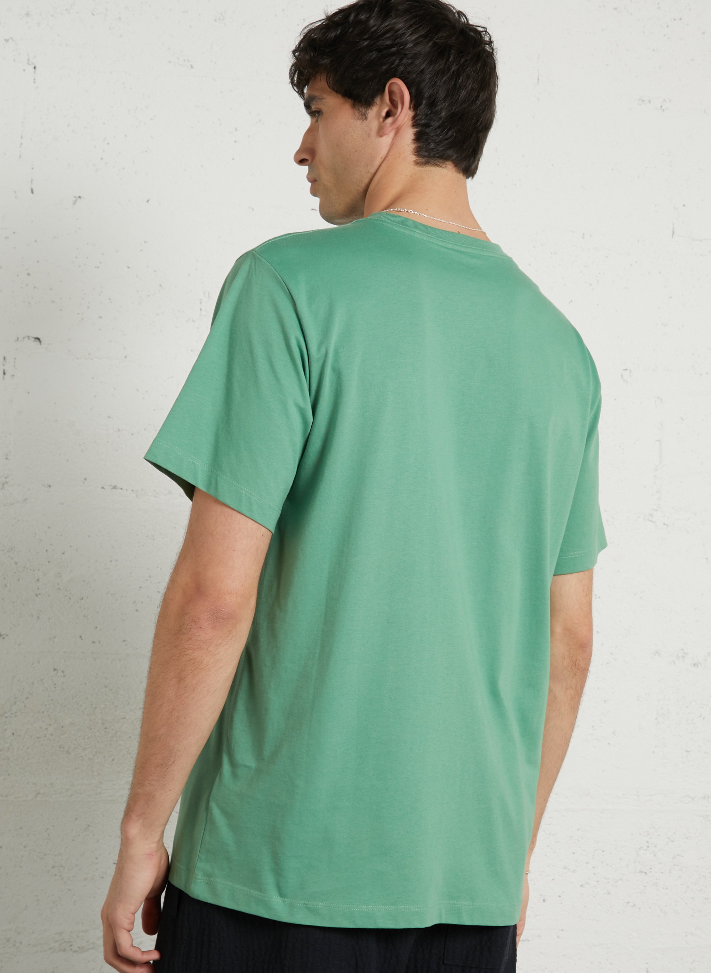 Tee-shirt droit col rond brodé en coton THE NORTH FACE Vert