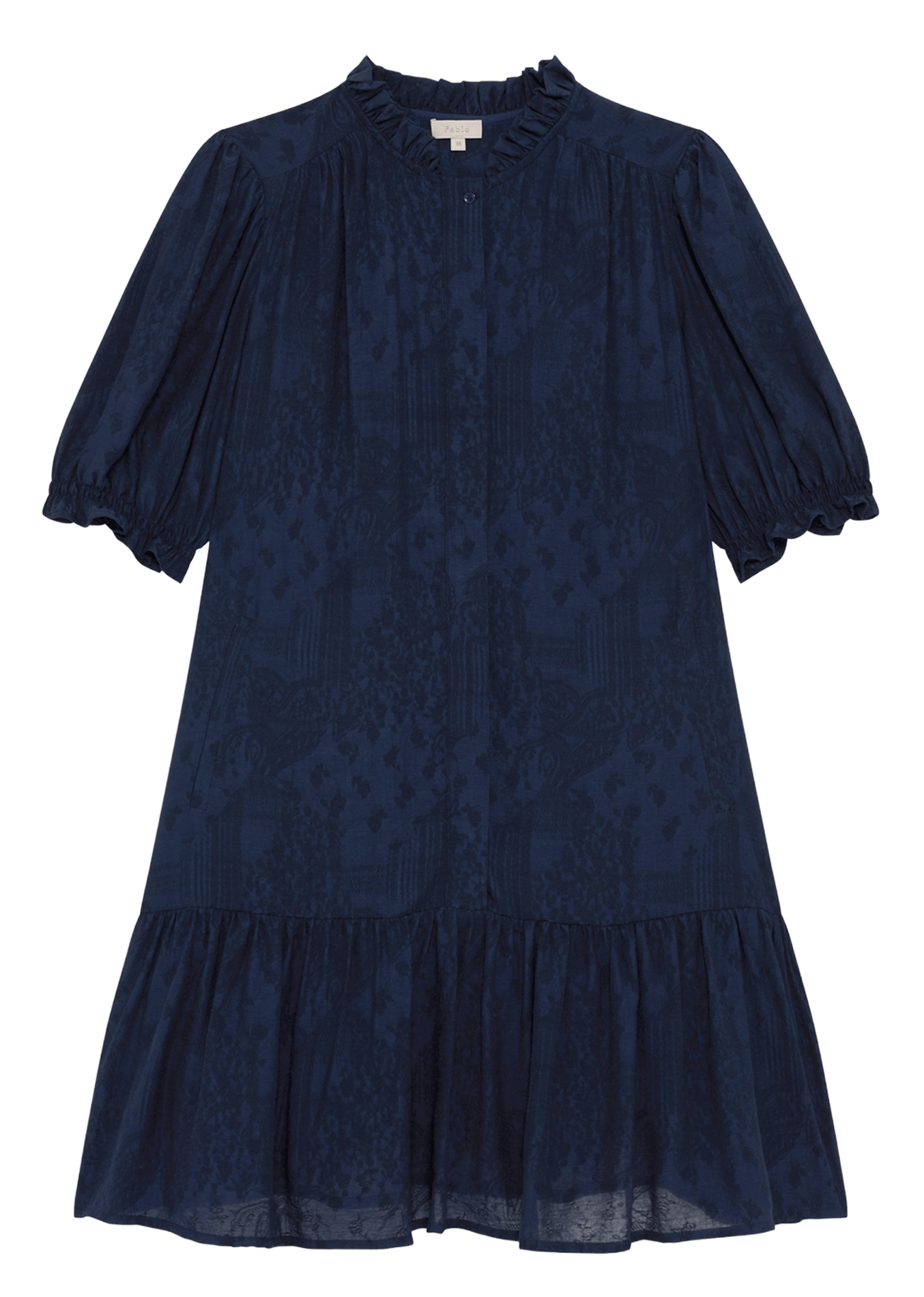 Robe courte col à volants PABLO Bleu