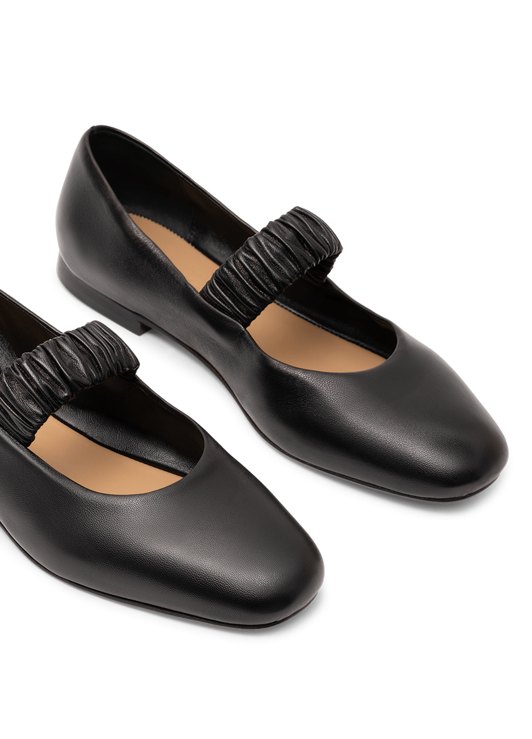 Black nappa leather ballerina flats PARALLELE PARIS Black