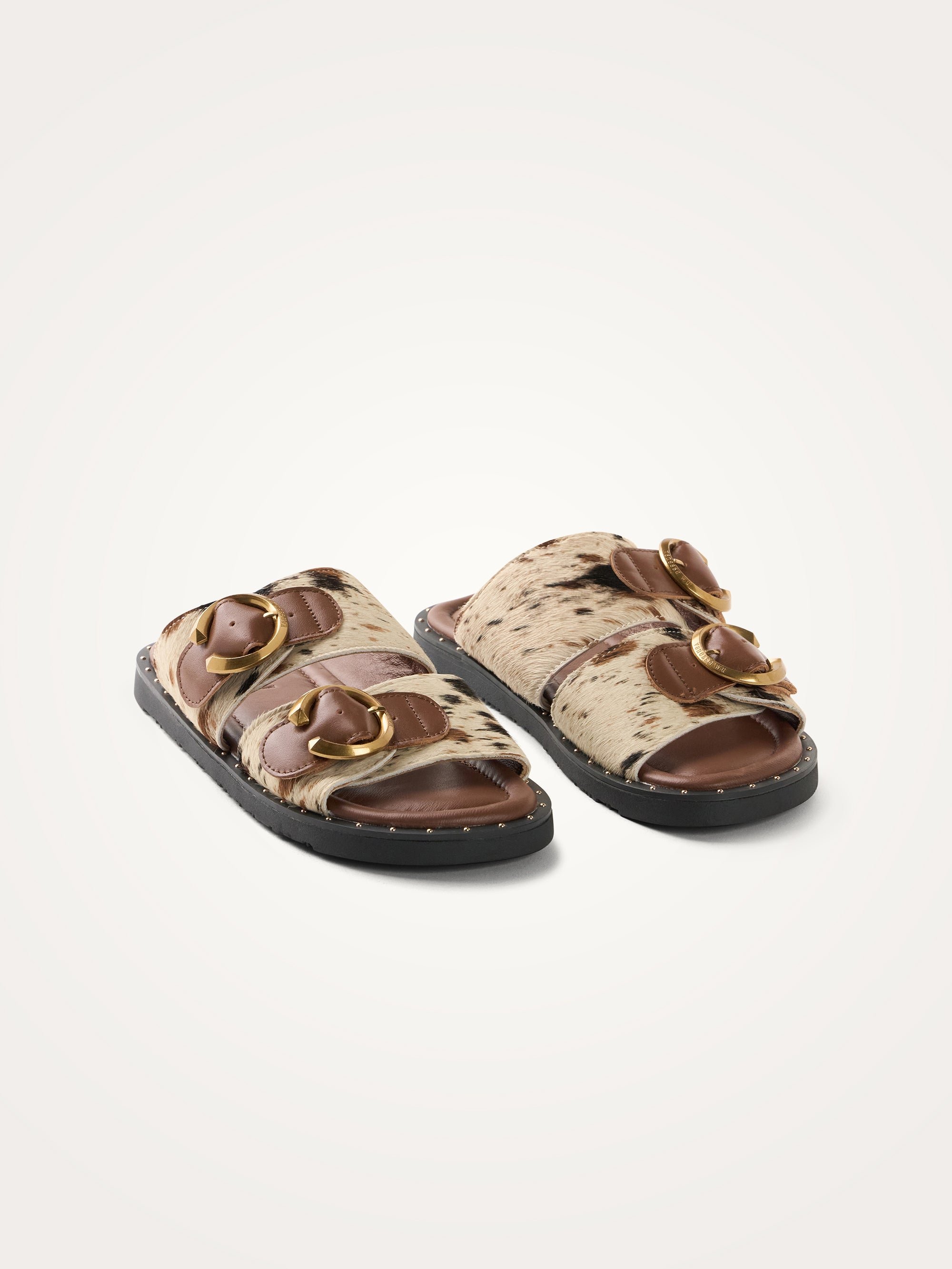 Leather and suede strap mules VANESSA WU Beige