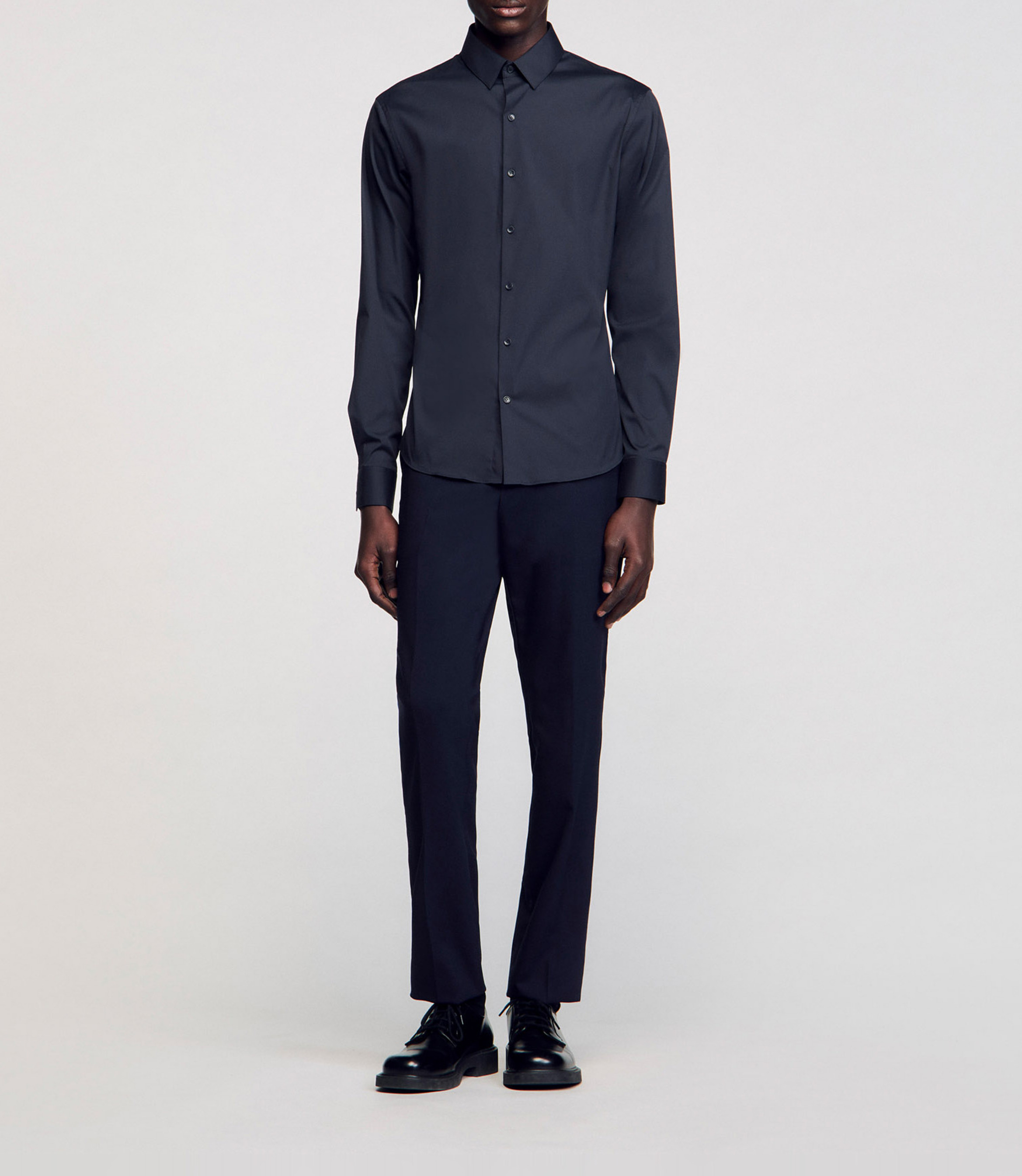 Chemise slim-fit en coton stretch SANDRO Bleu