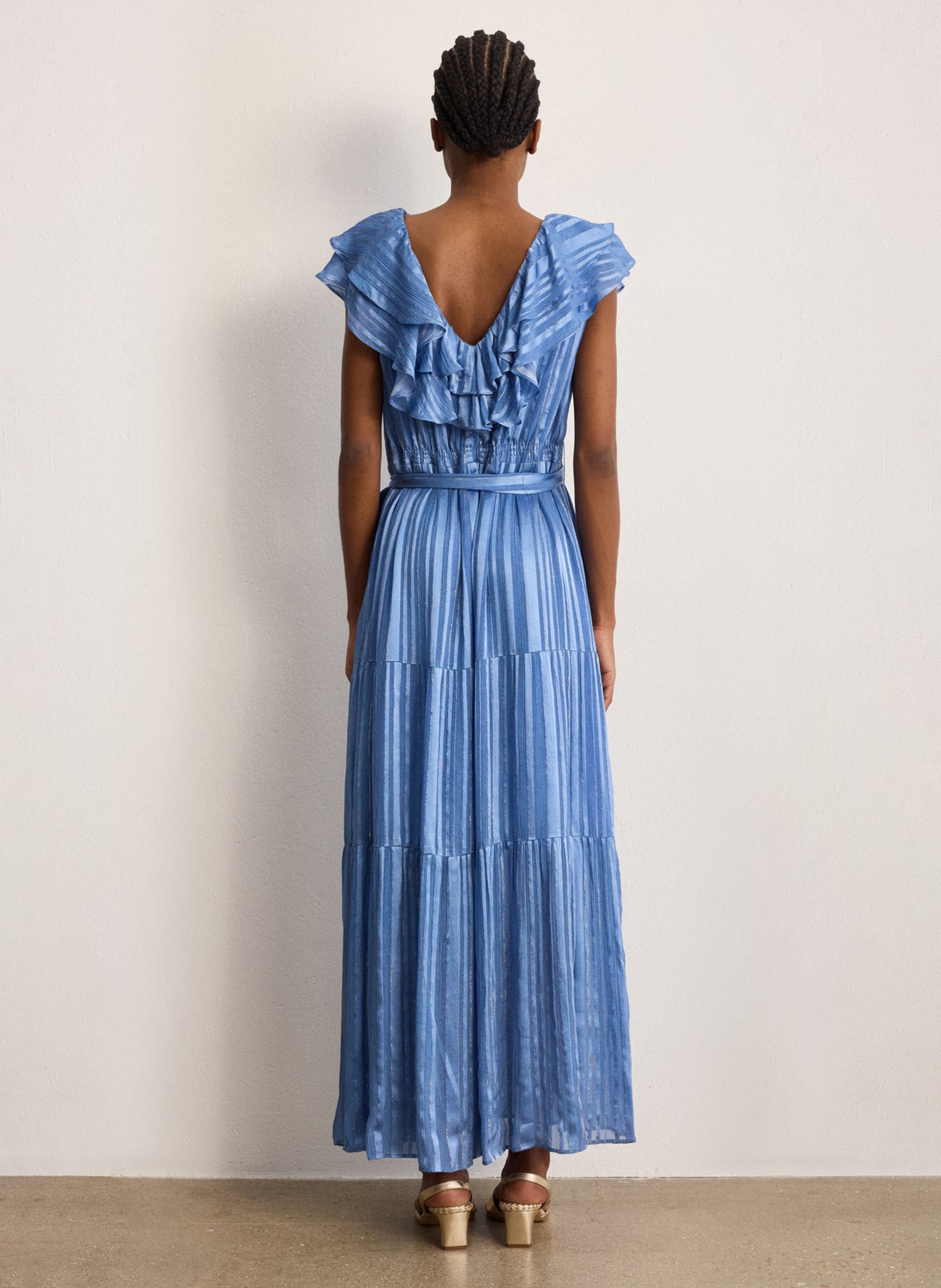 Striped ruffled maxi dress PABLO Blue