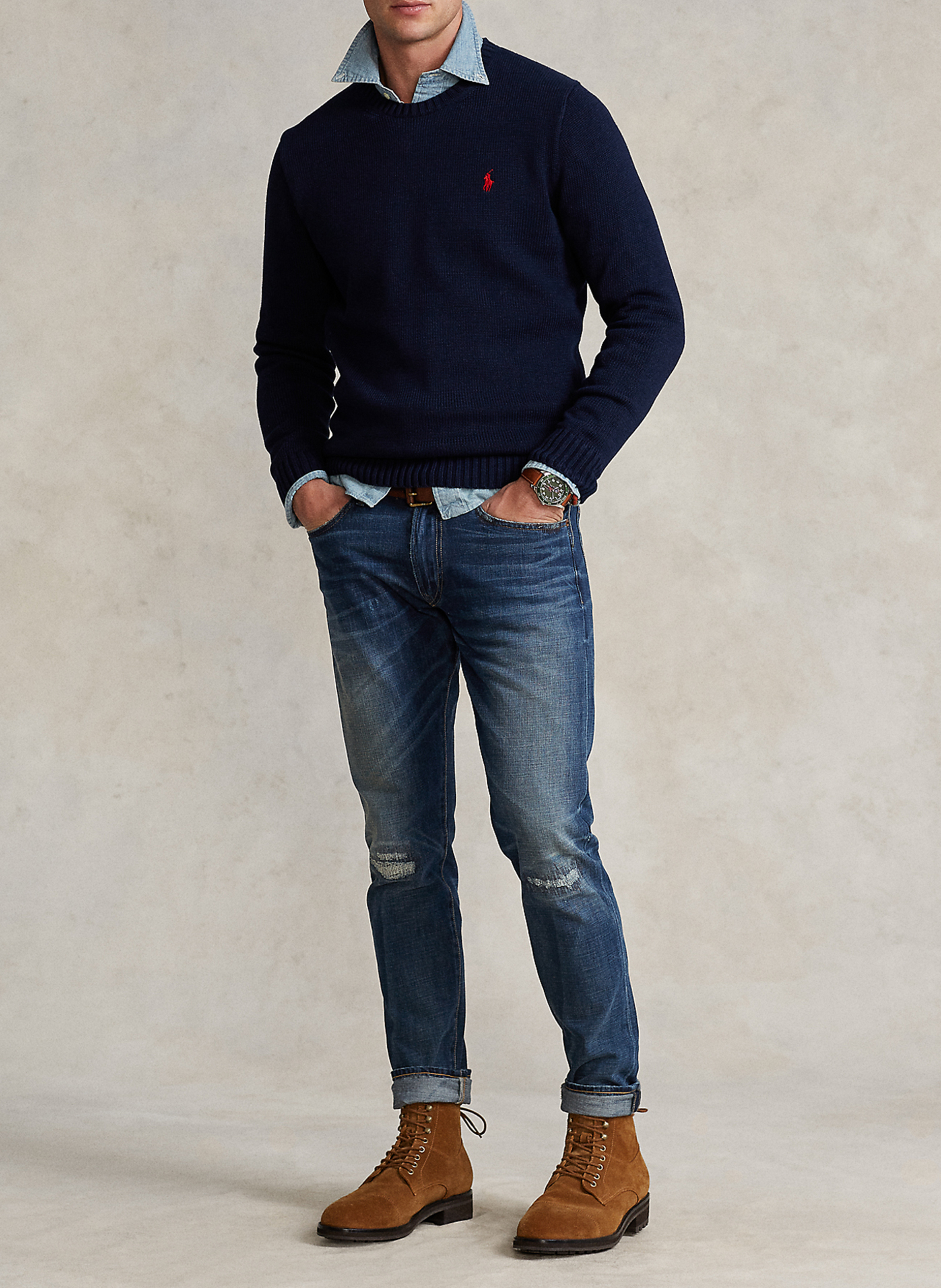 Rundhalspullover aus Baumwolle POLO RALPH LAUREN Blau