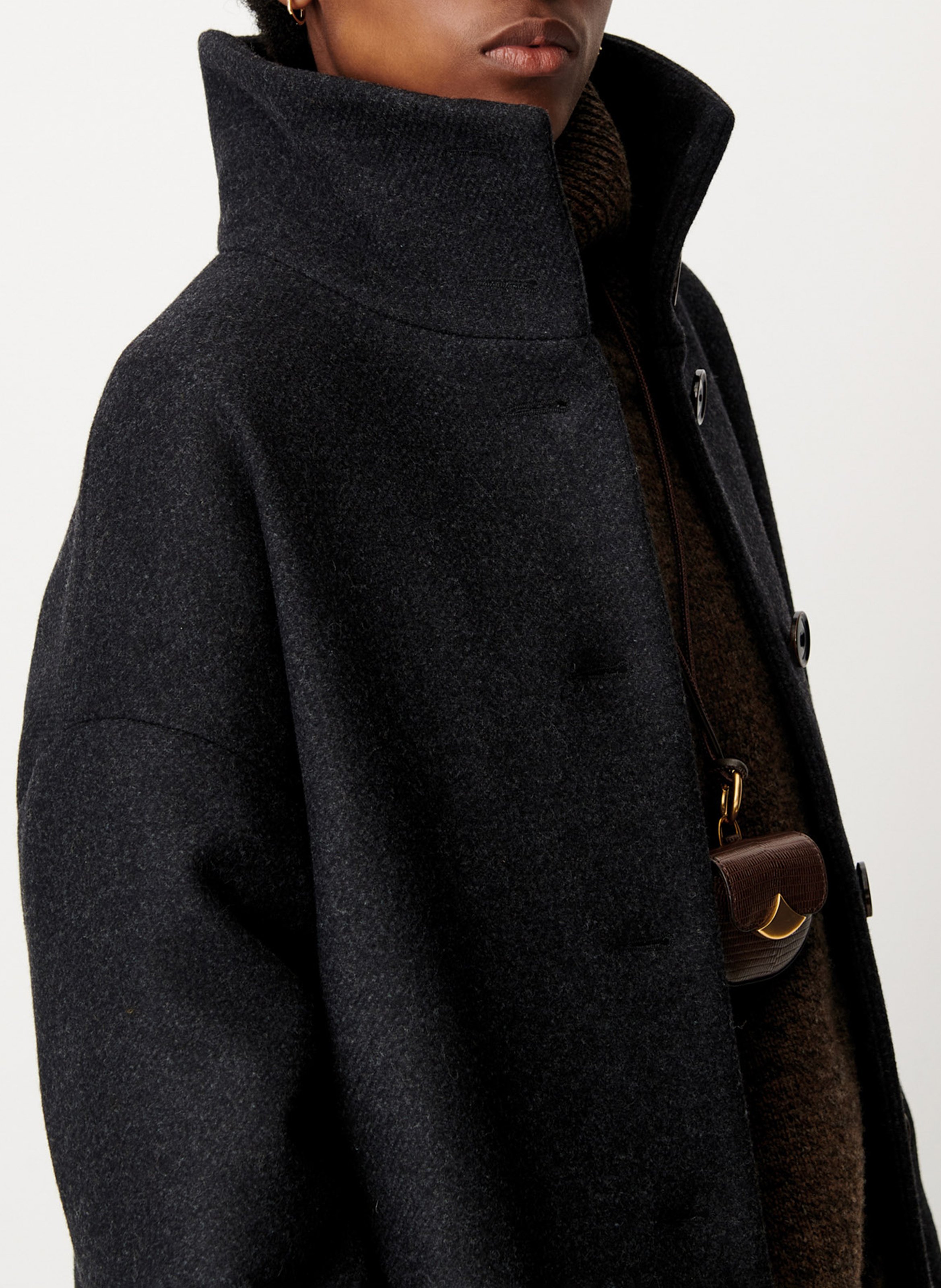 Manteau col montant en laine mélangée | Gris SESSUN Femme