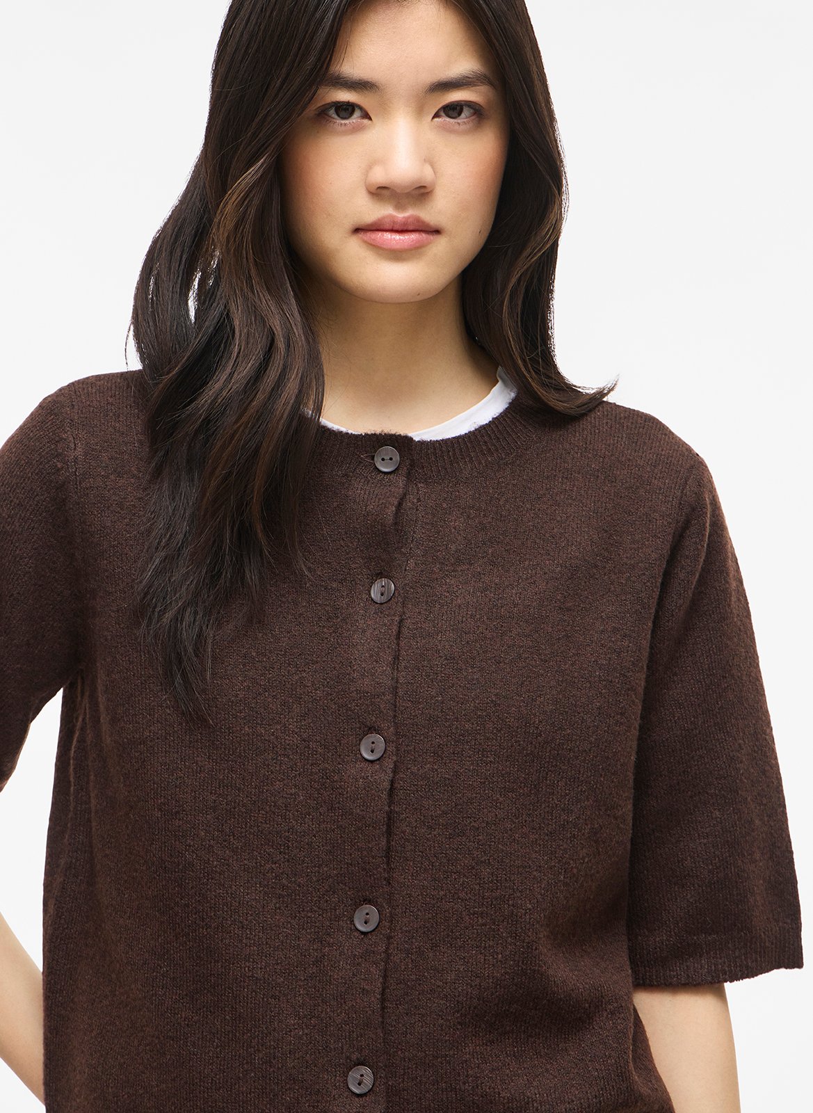 Gilet col rond VILA Marron