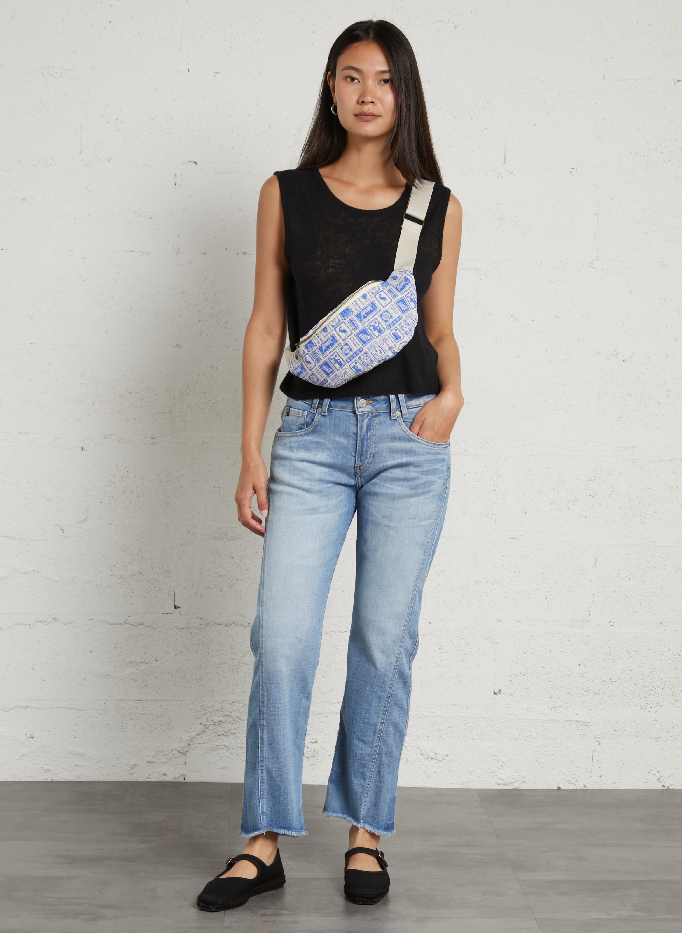 Cotton-blend straight jeans LE TEMPS DES CERISES Blue
