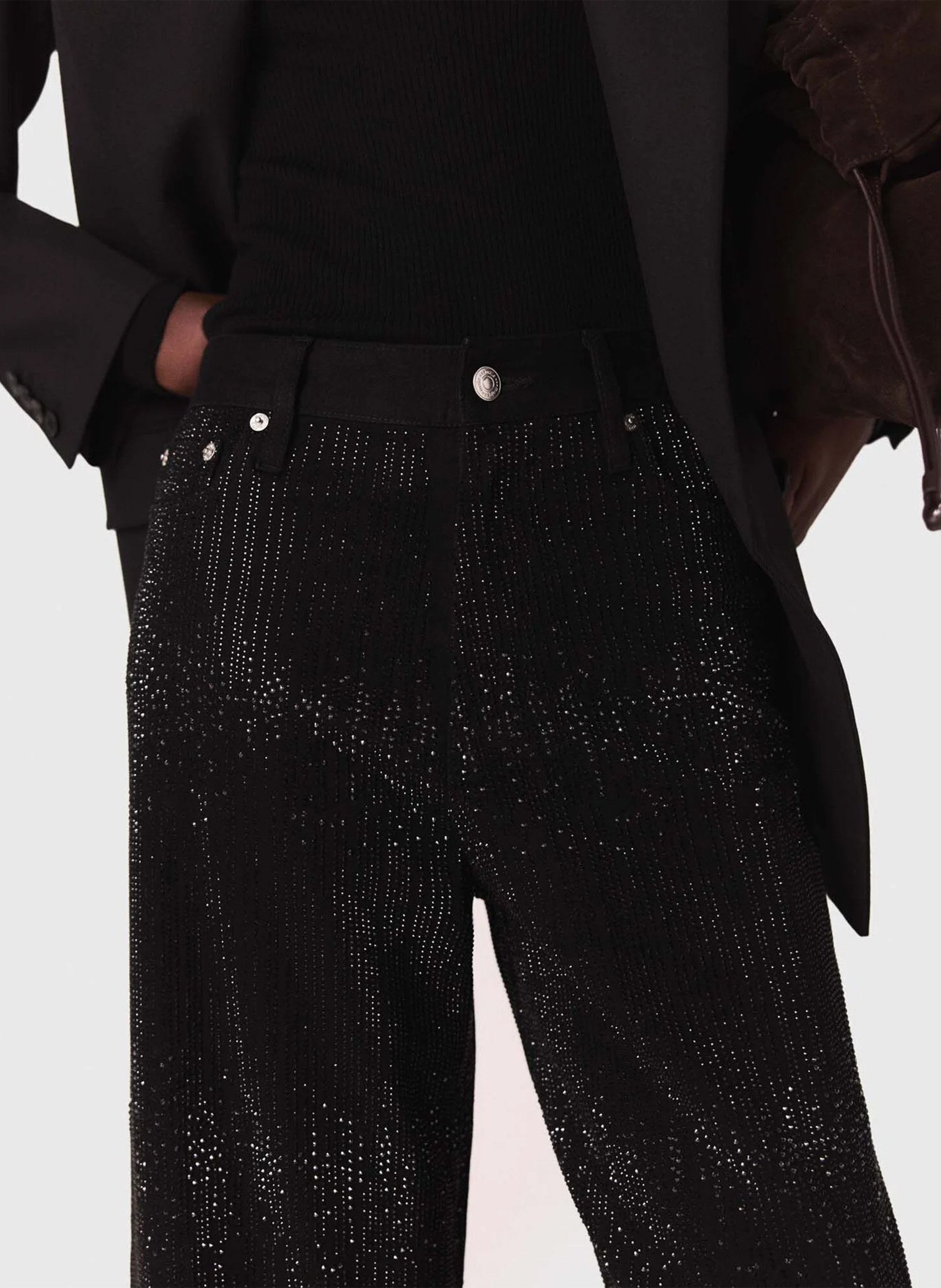 Jean large taille haute MAJE Noir