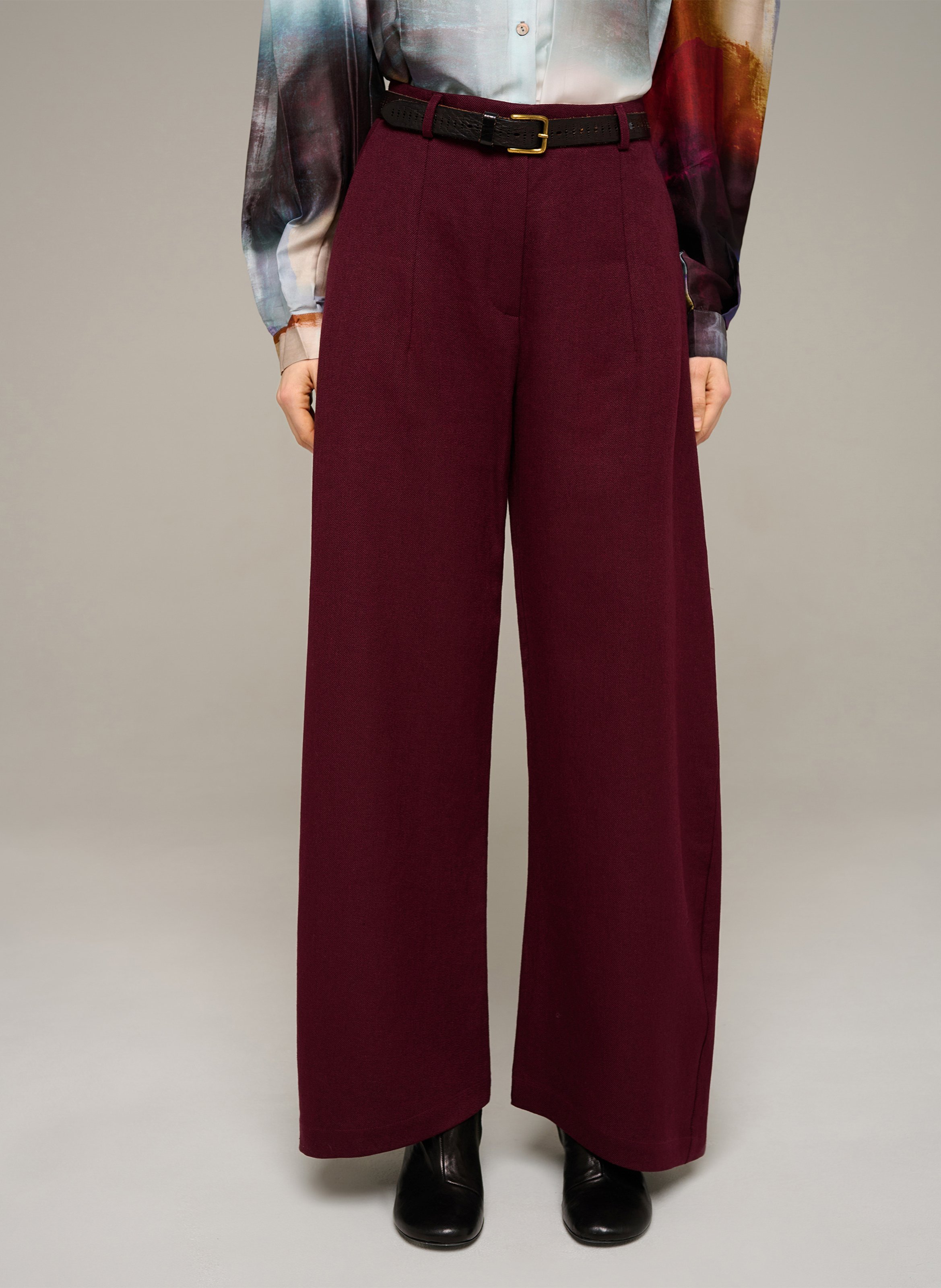 Weit geschnittene Hose aus Leinen-Mix COTELAC