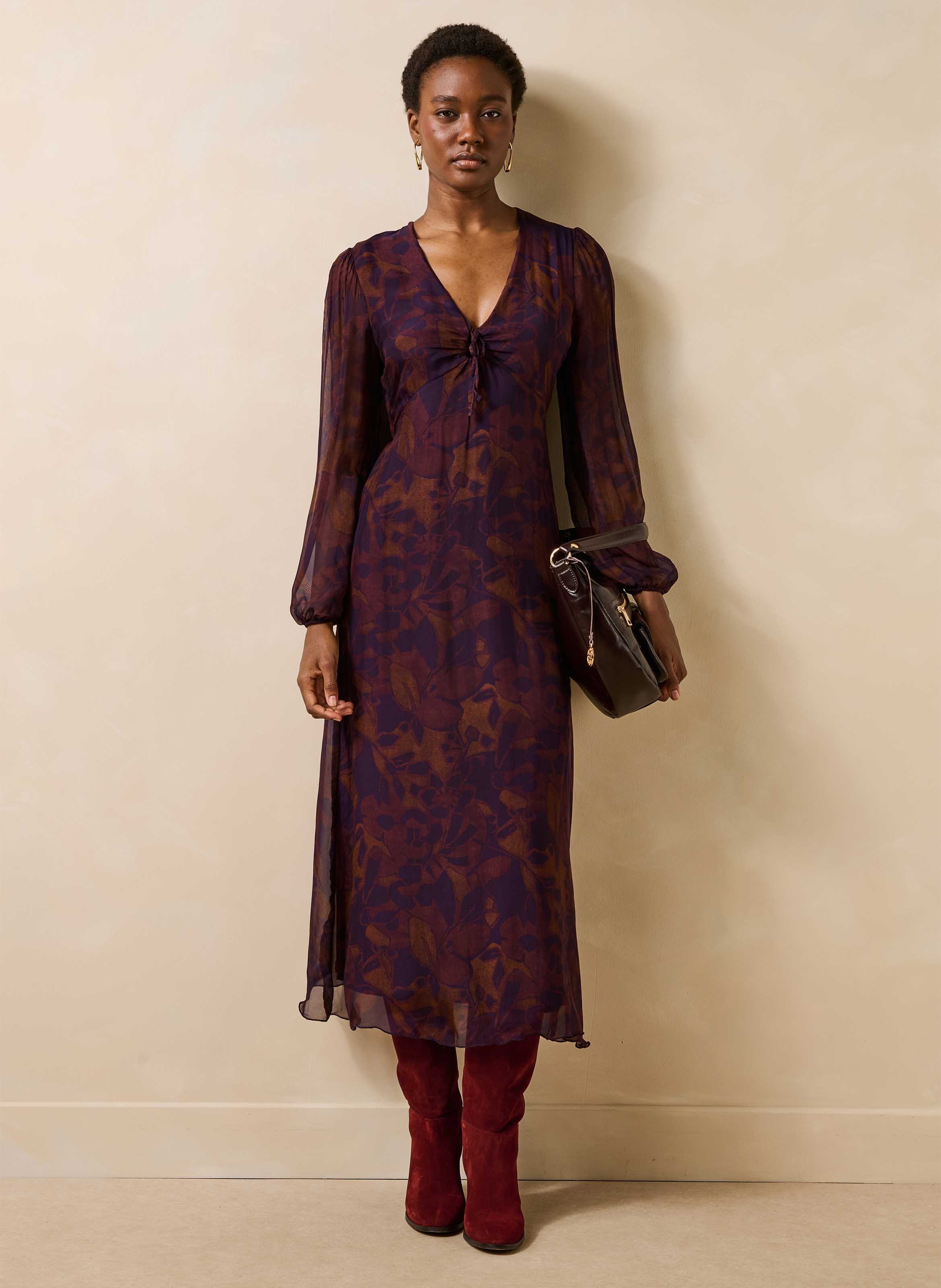 Fitted V-neck dress with print LA FEE MARABOUTEE Multicolored
