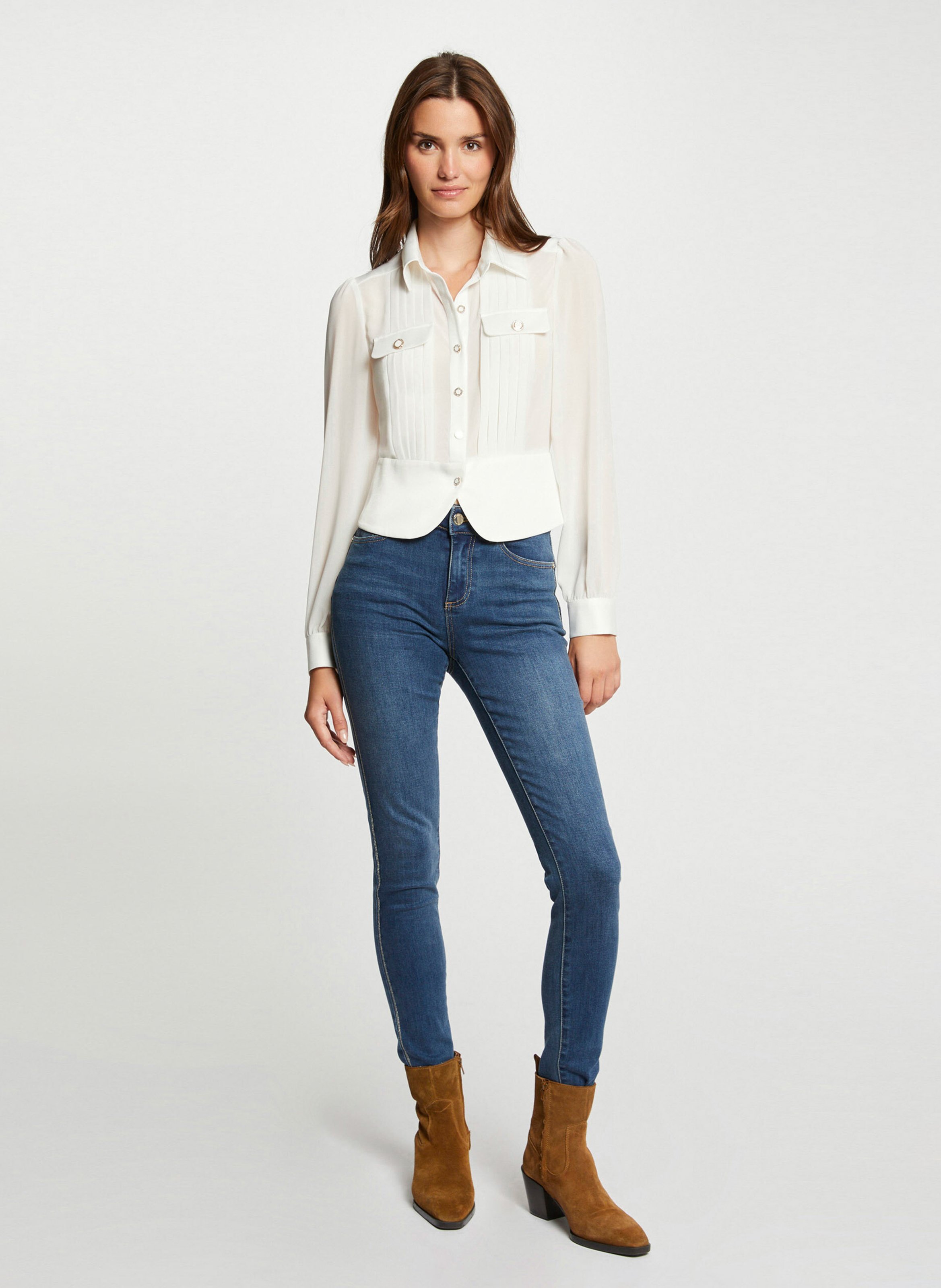 Shirt collar blouse MORGAN White