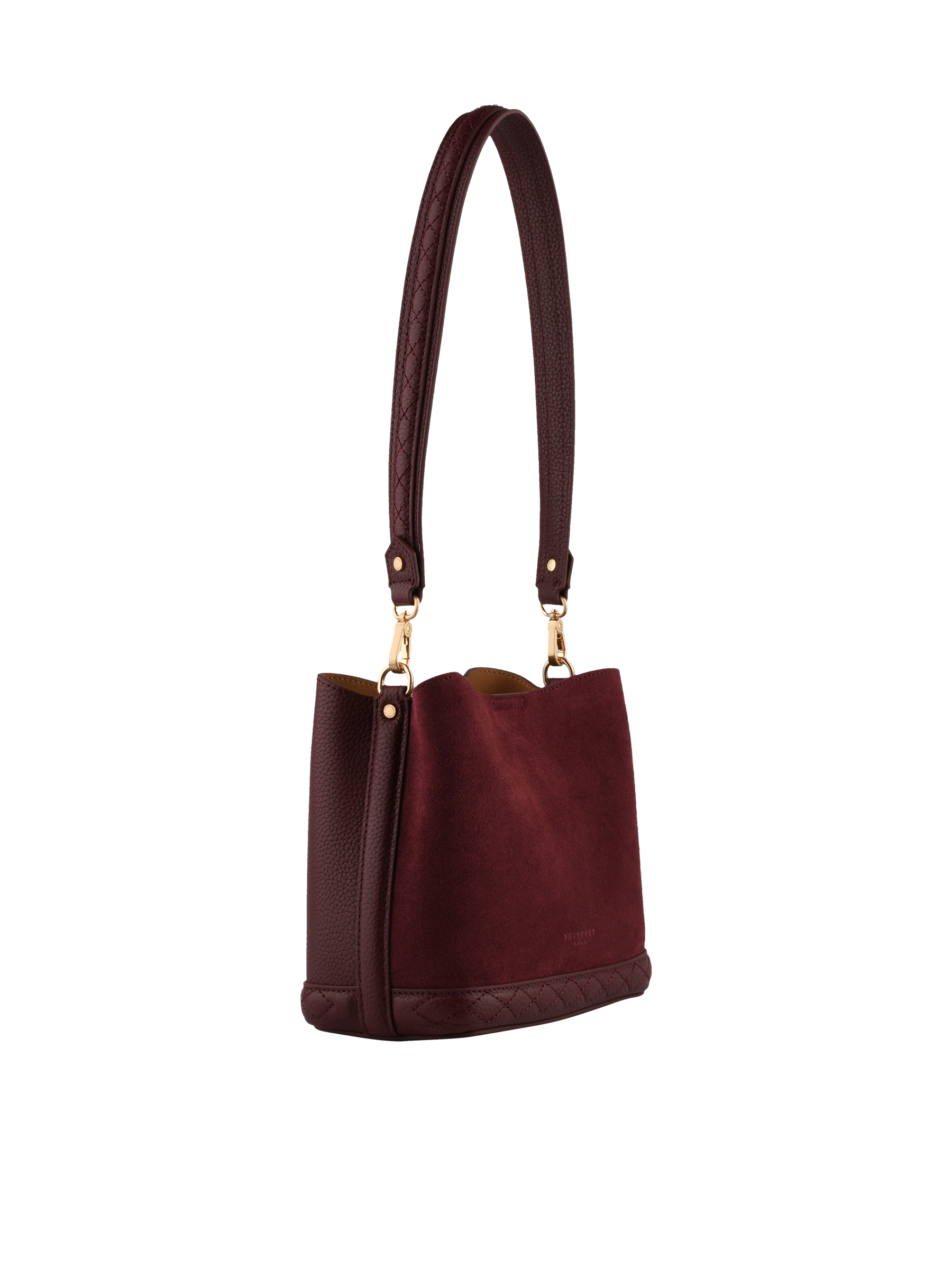 Cowhide suede leather shoulder bag POURCHET Red