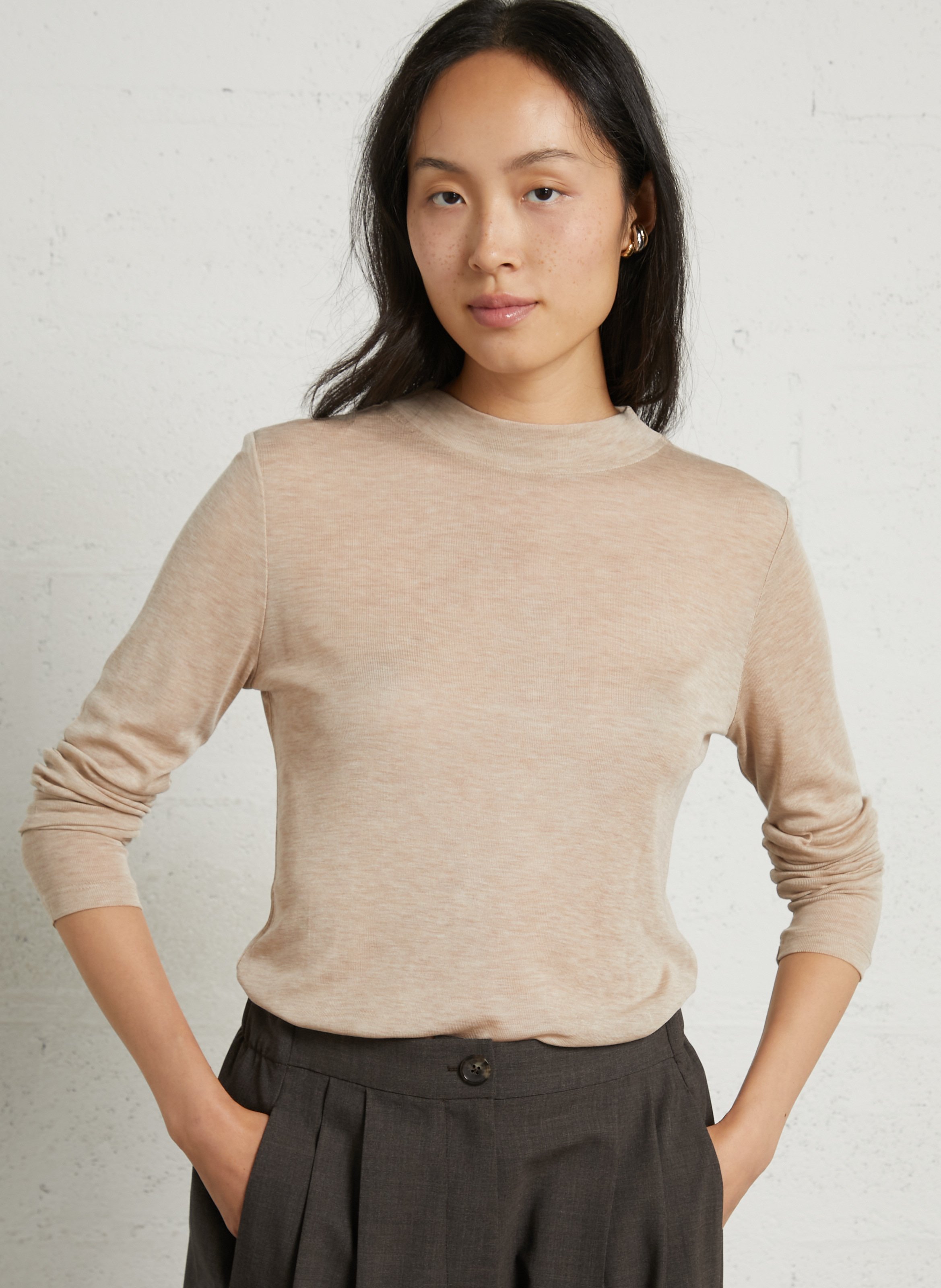 Effen T-shirt met lange mouwen MAISON 123 Wit