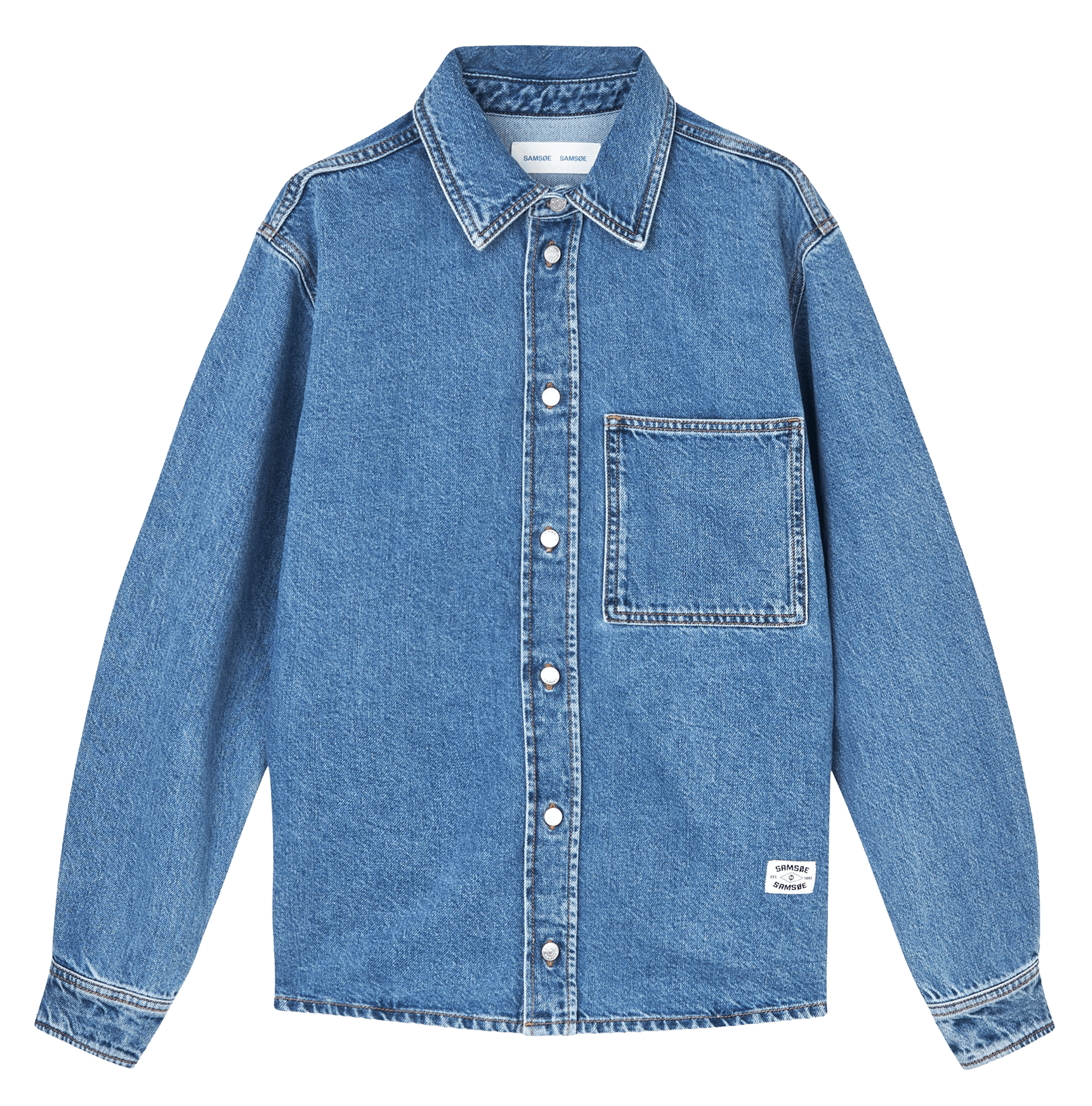 Chemise droite boutonnée en jean SAMSOE SAMSOE Bleu