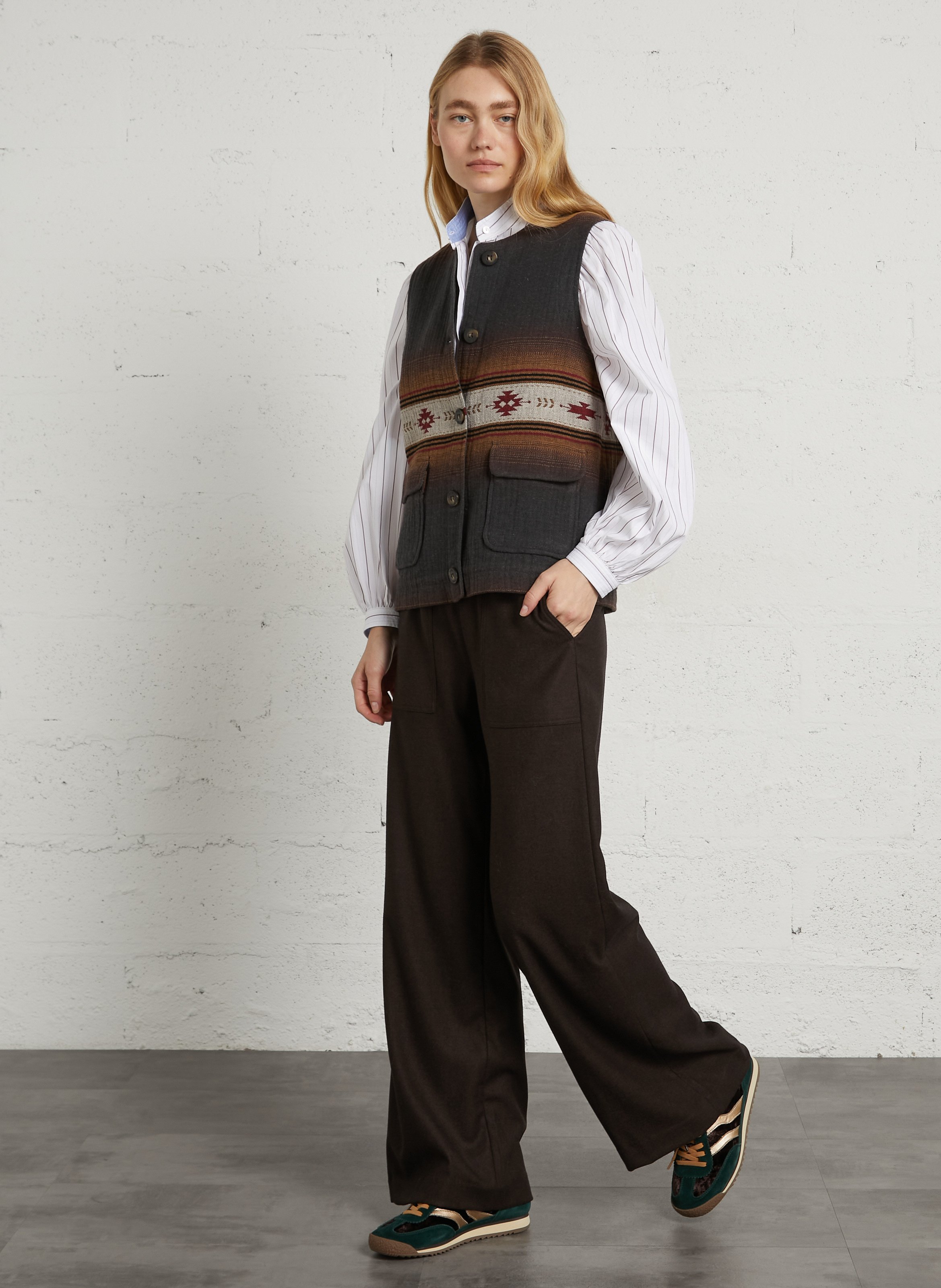 Sleeveless jacket in blended recycled cotton DIEGA Grey