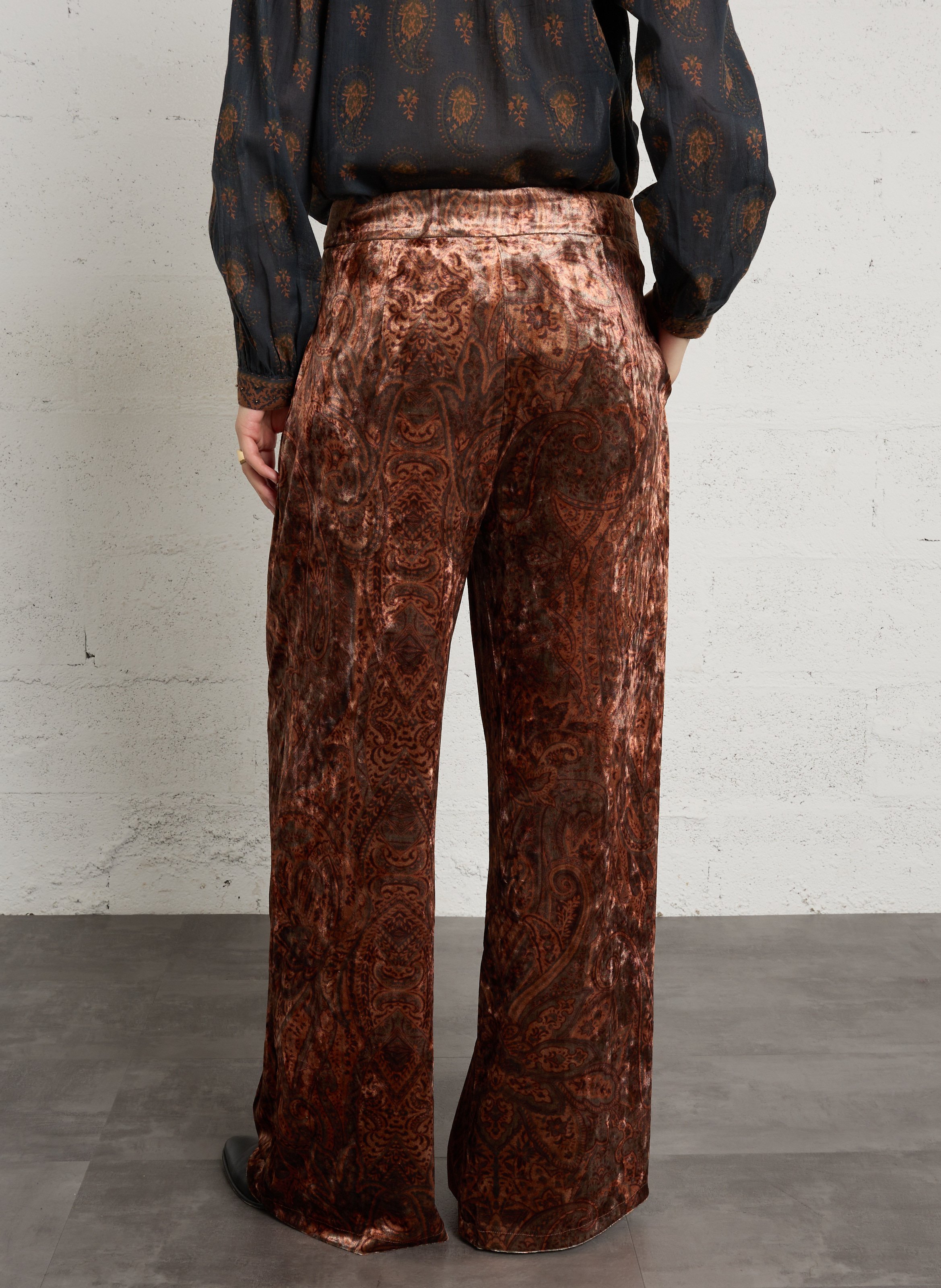 Pantalon large imprimé en velours SEE U SOON Kaki