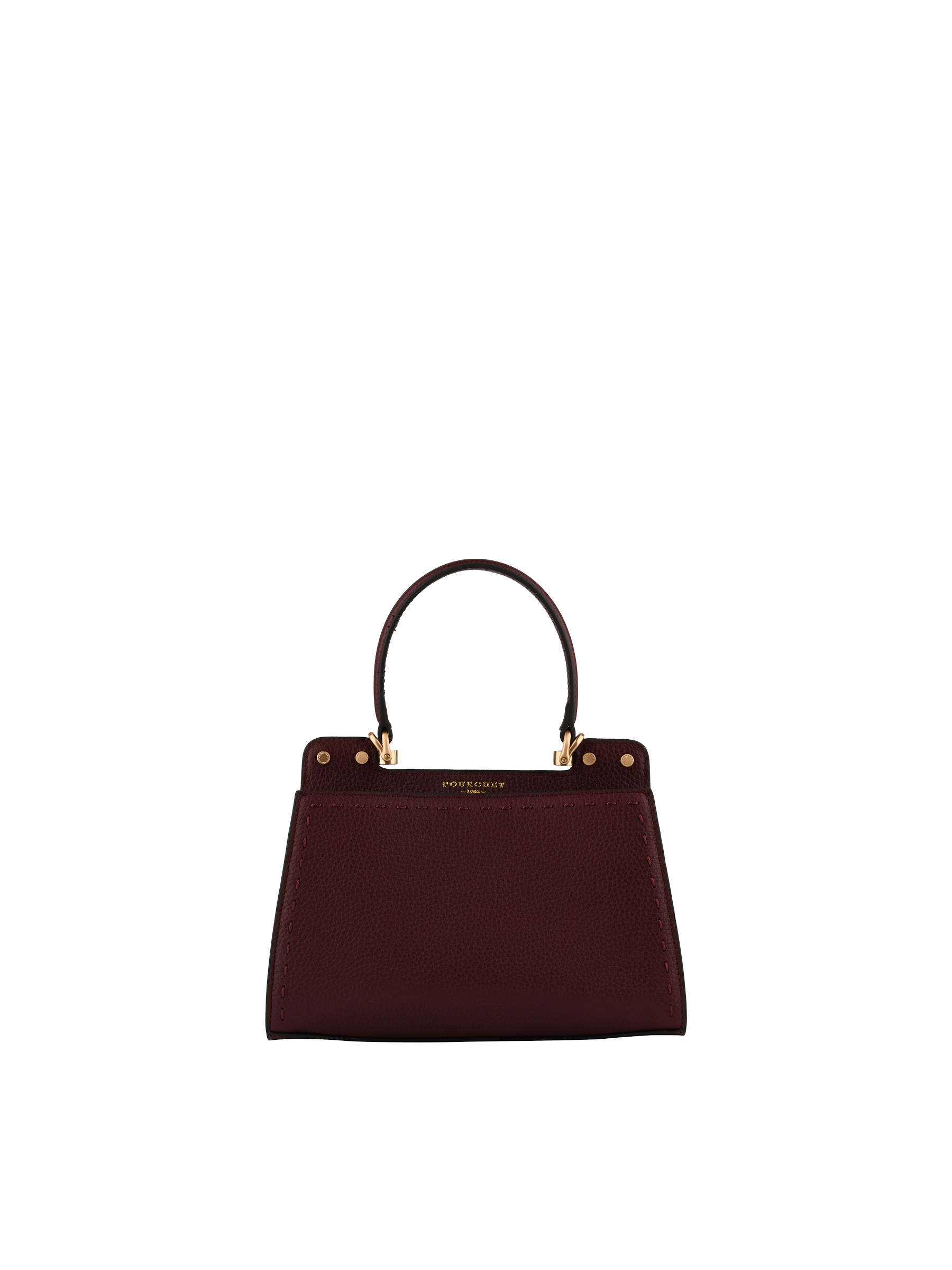 Cowhide leather handbag with a suede-effect finish POURCHET Red