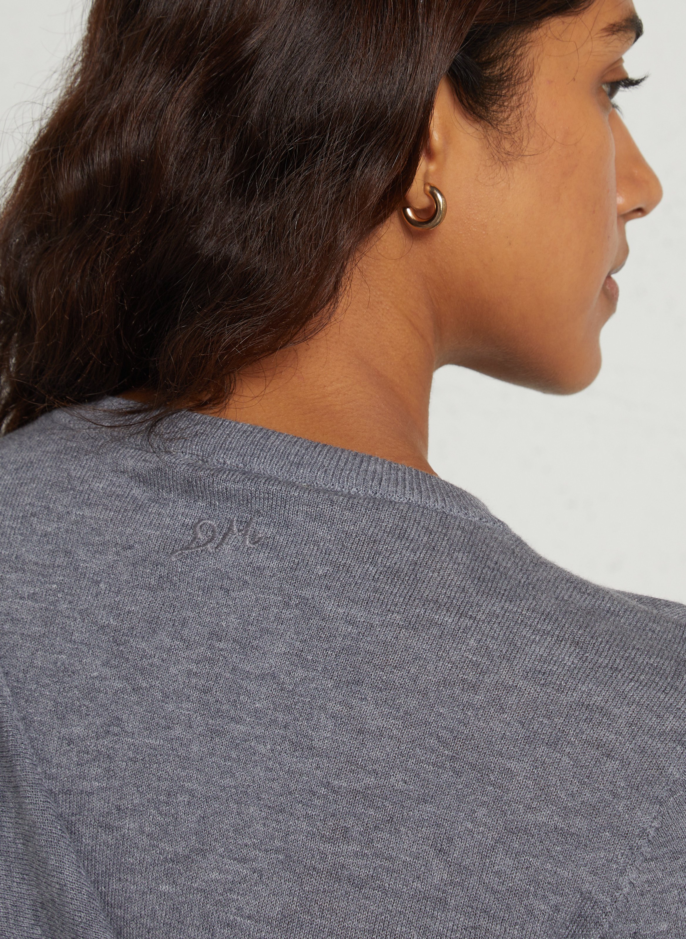 Cardigan droit col rond noué en laine DAMSON MADDER Gris