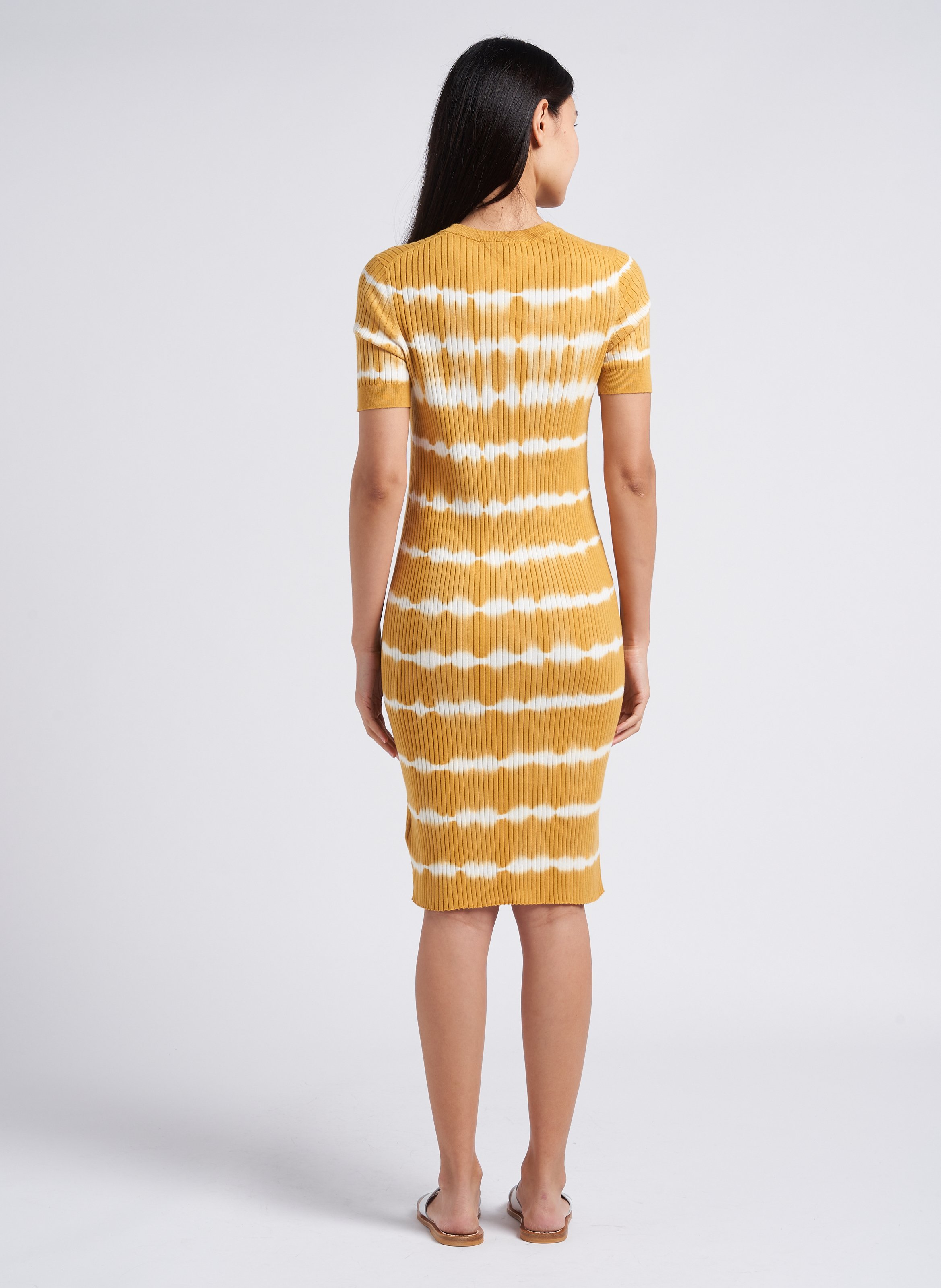 Organic cotton tie-dye print round-neck midi dress PAUL SMITH Yellow
