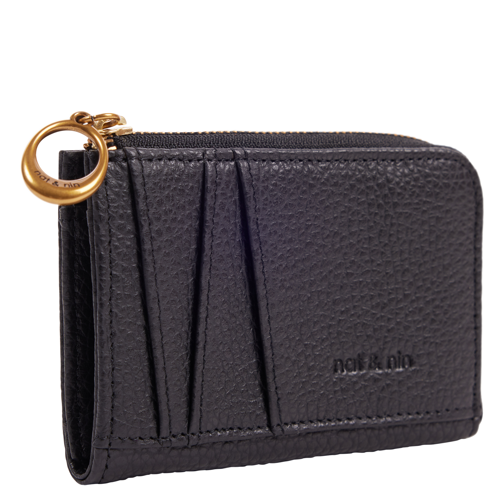 Porte-cartes en cuir grainé NAT & NIN Noir