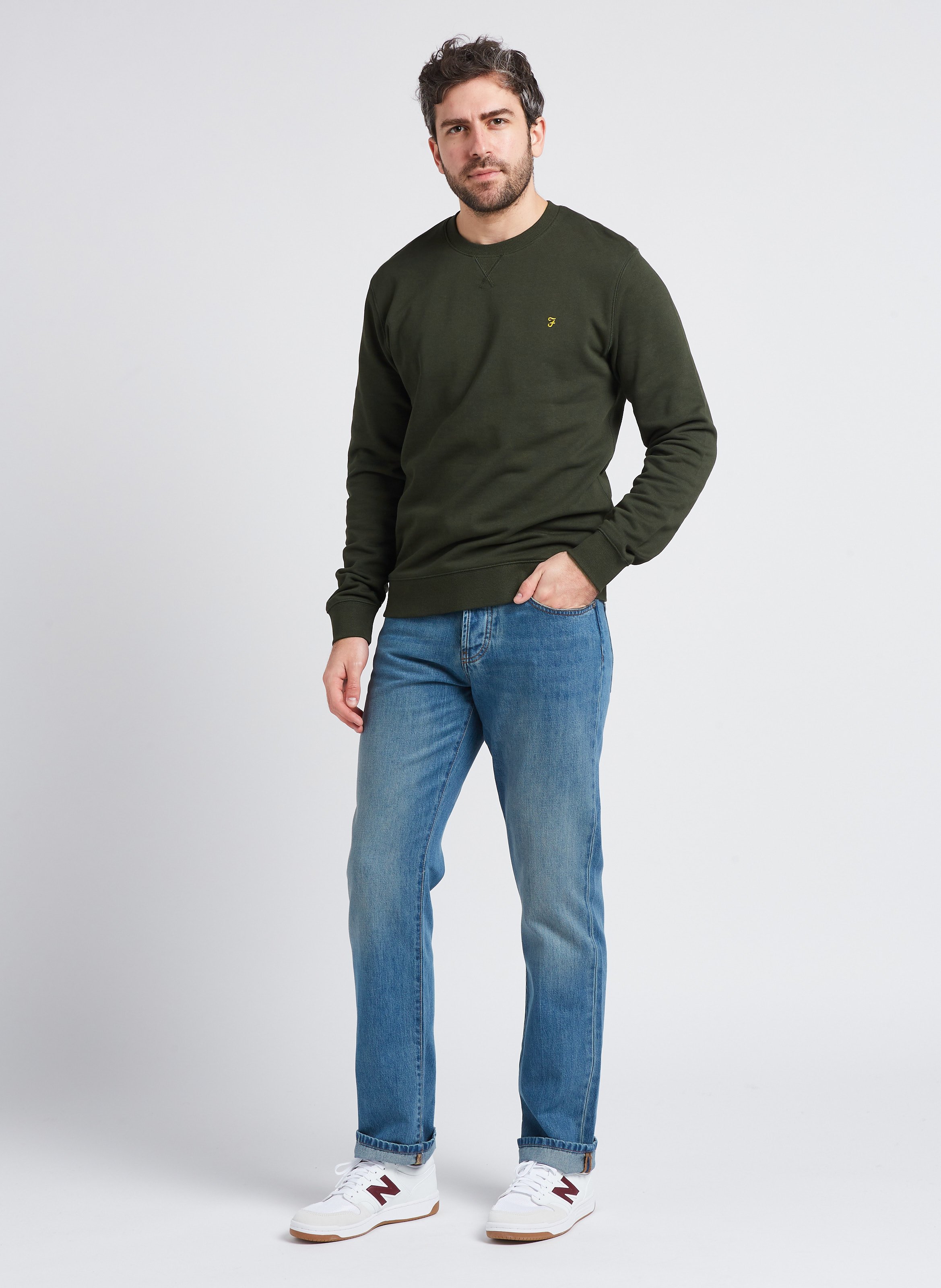 Sweat droit col rond en coton bio FARAH Vert