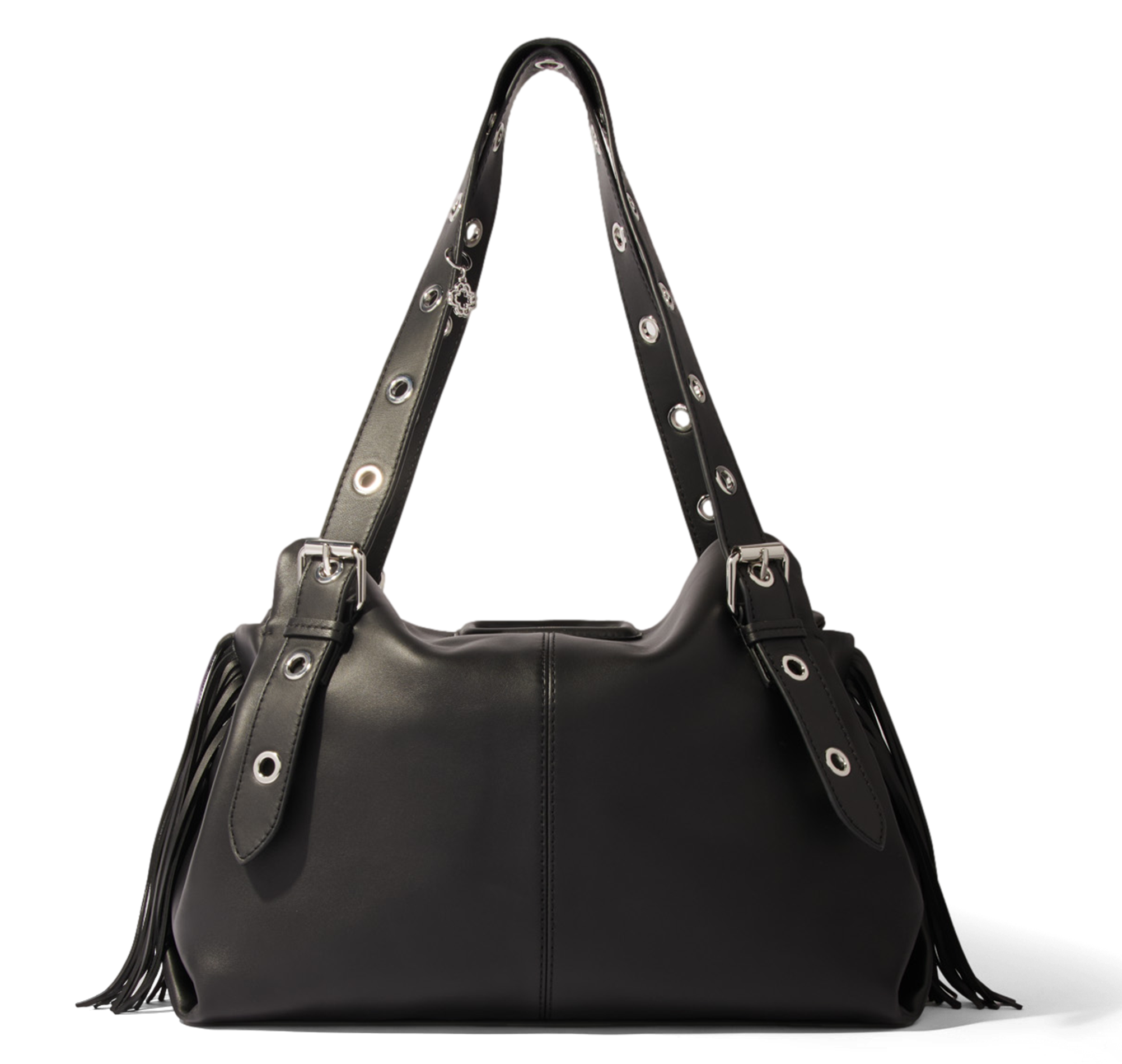 Grand sac shopping en cuir MAJE Noir