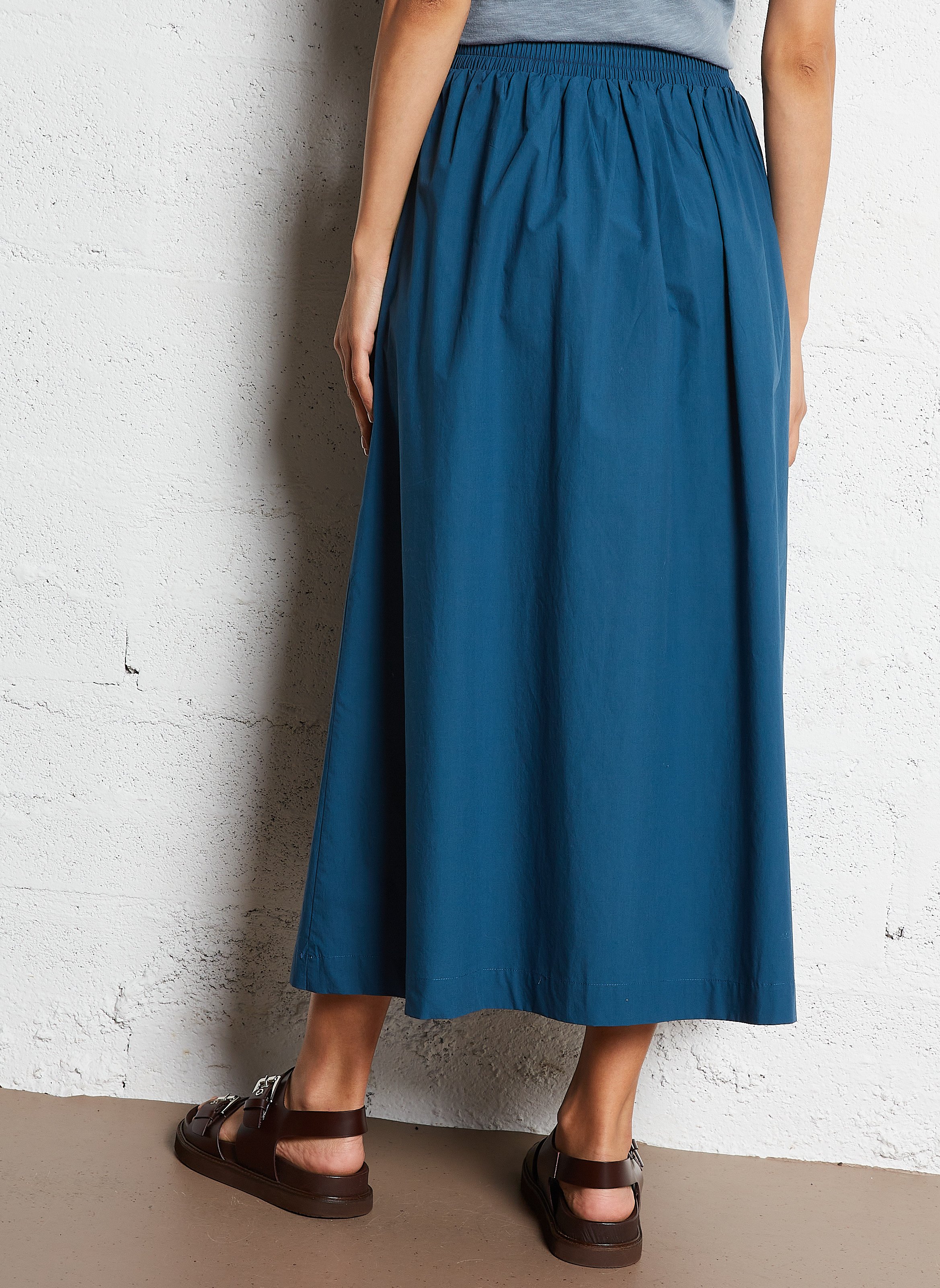 Flared cotton midi skirt BELLEPIECE Blue