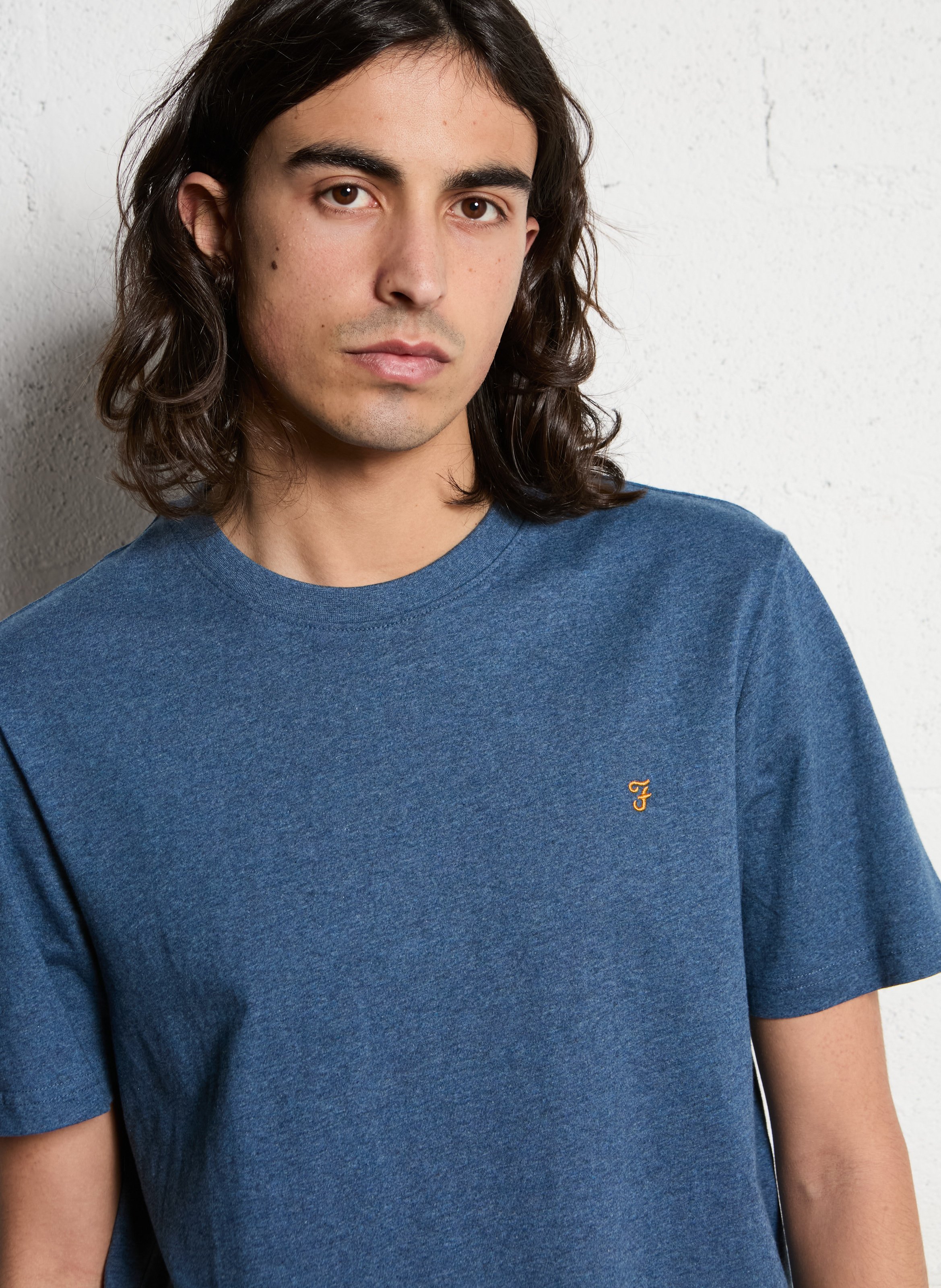 Round-neck organic cotton T-shirt FARAH Blue