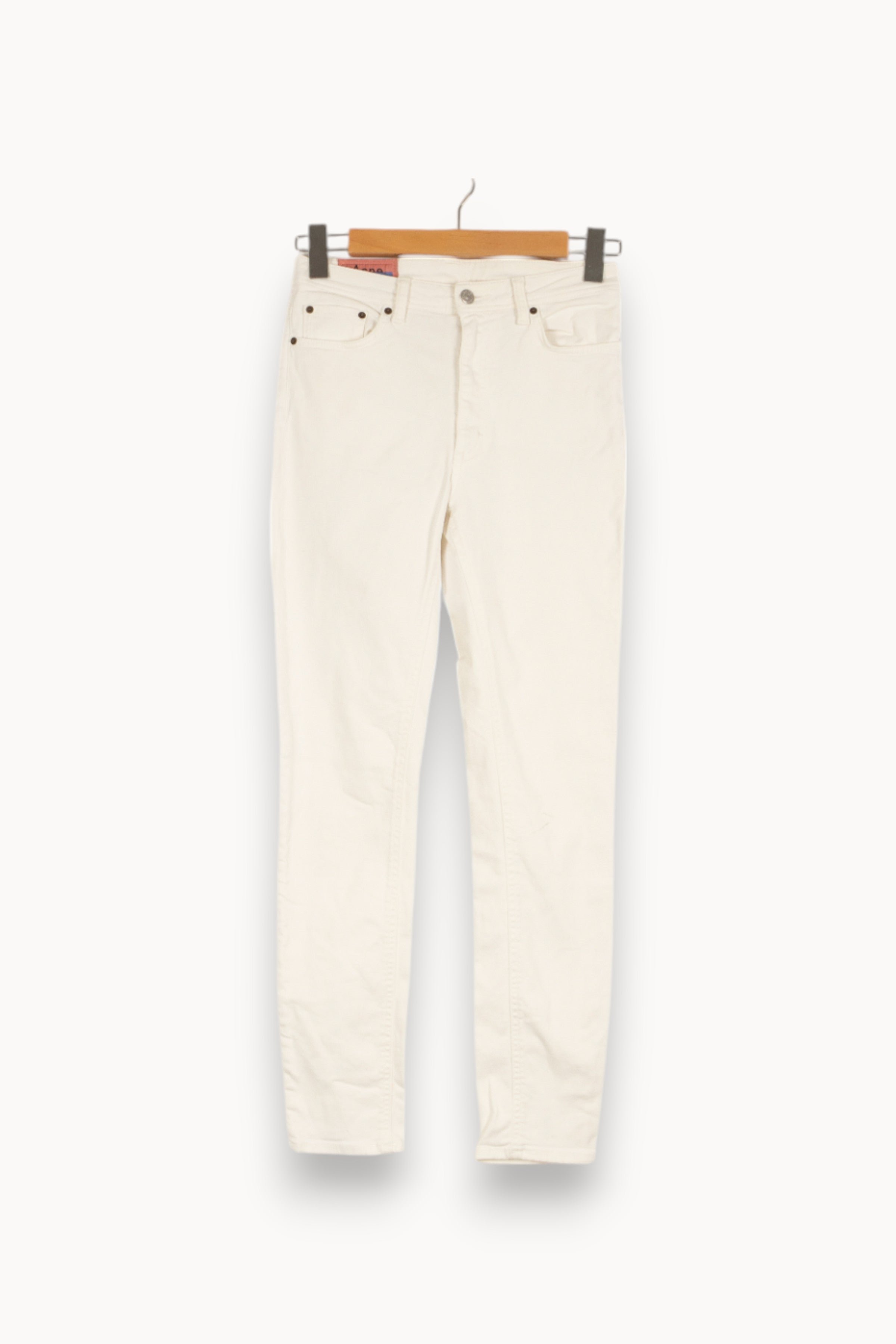 Cropped slim jeans with studs ACNE STUDIOS - Seconde Main White