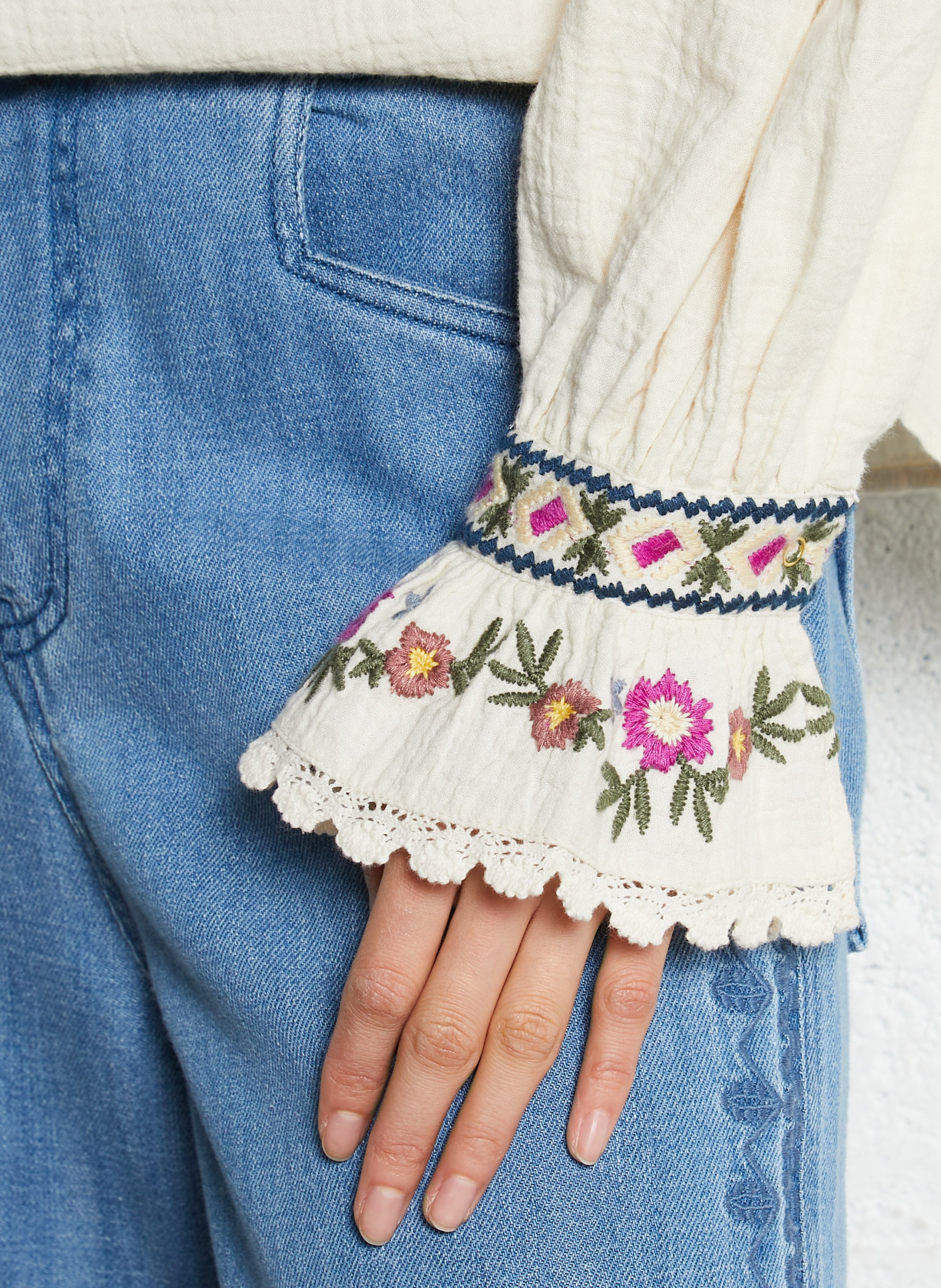 Round-neck cotton blouse LOUISE MISHA Beige