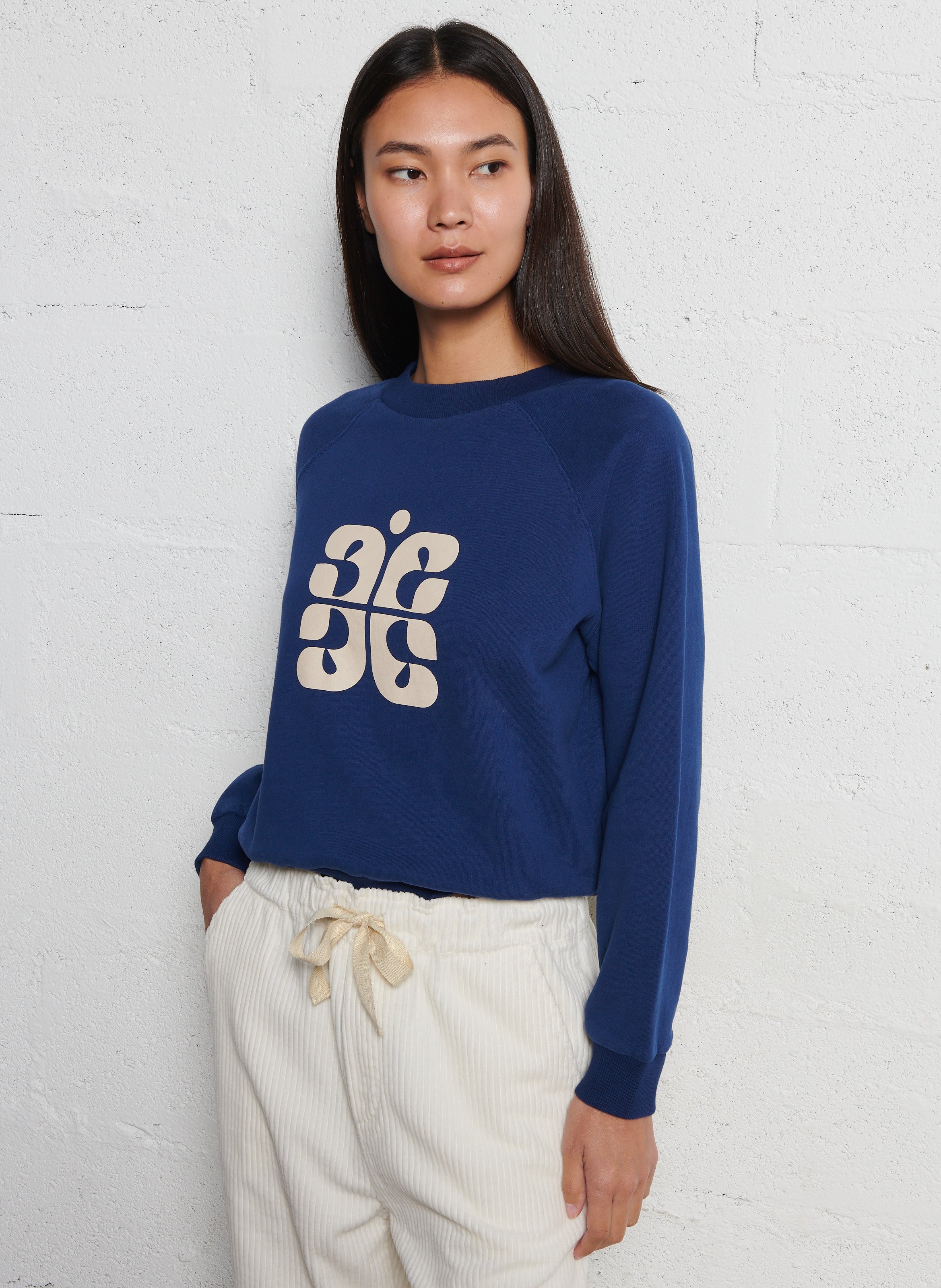Rundhalsausschnitt Bio-Baumwoll-Boxy-Sweatshirt EMILE ET IDA Blau