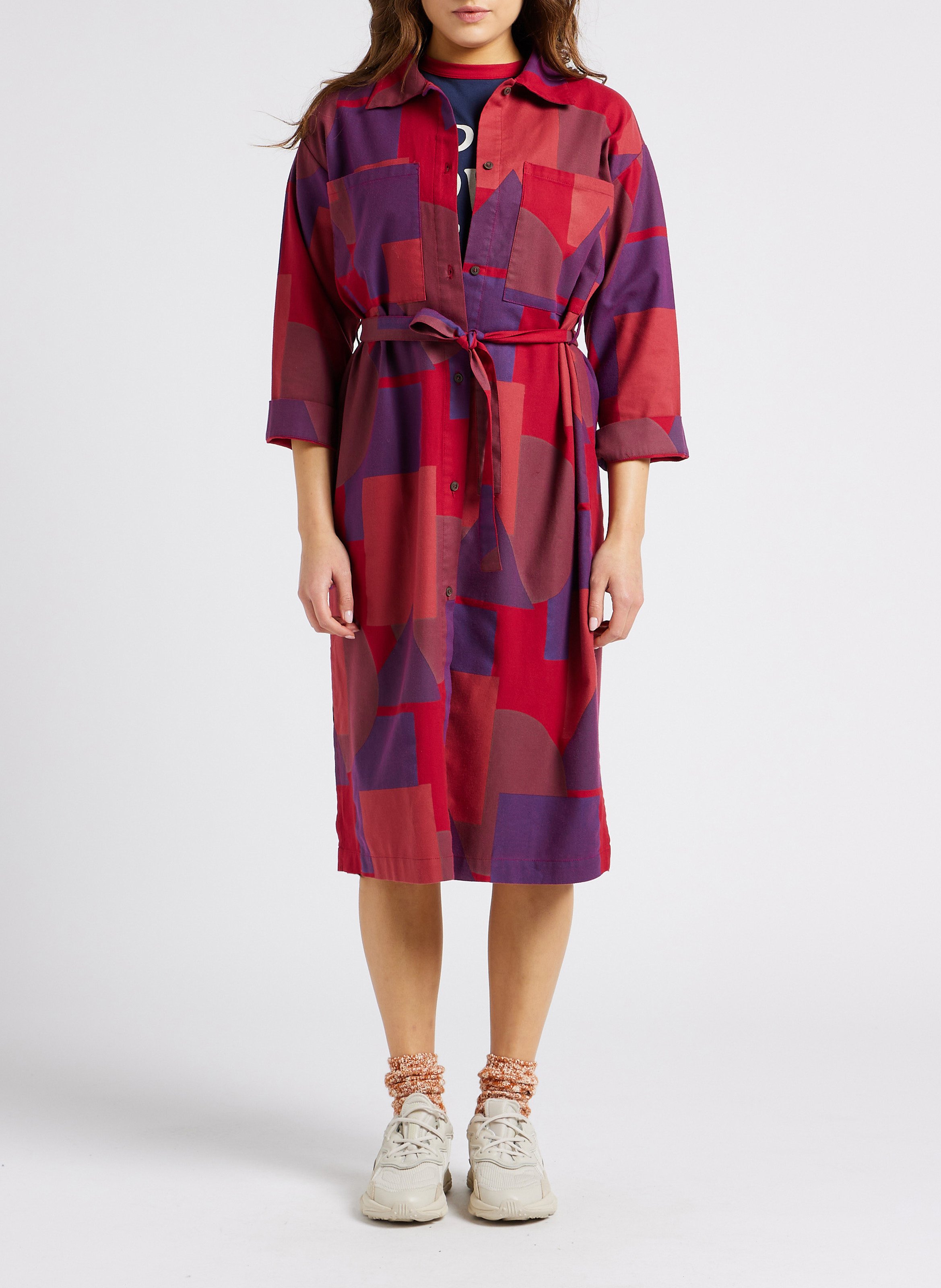 Halflange, katoenen jurk met klassieke kraag en print BOBO CHOSES Veelkleurig