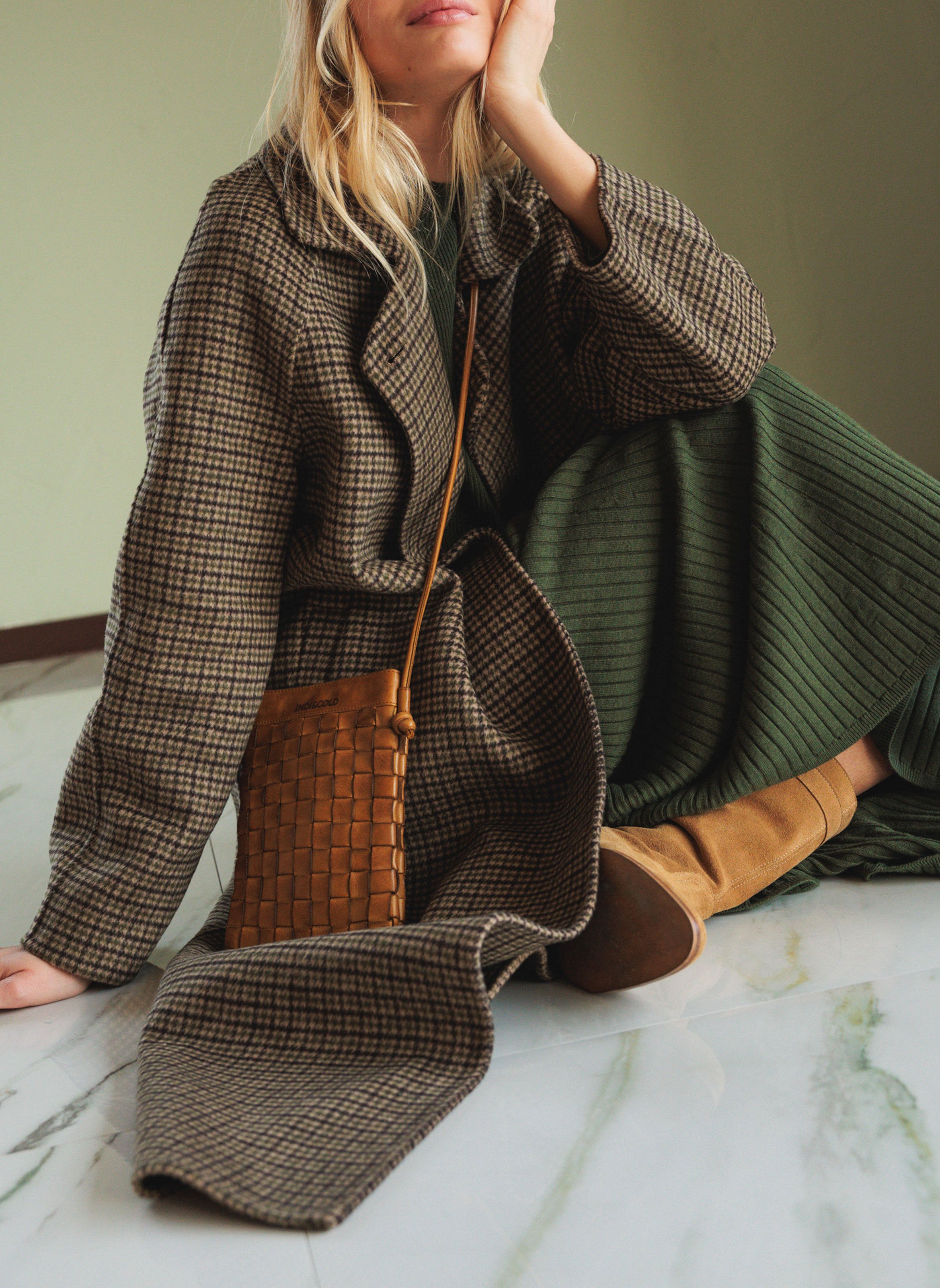 Oversized wool-blend coat with tailored collar INDI & COLD Green